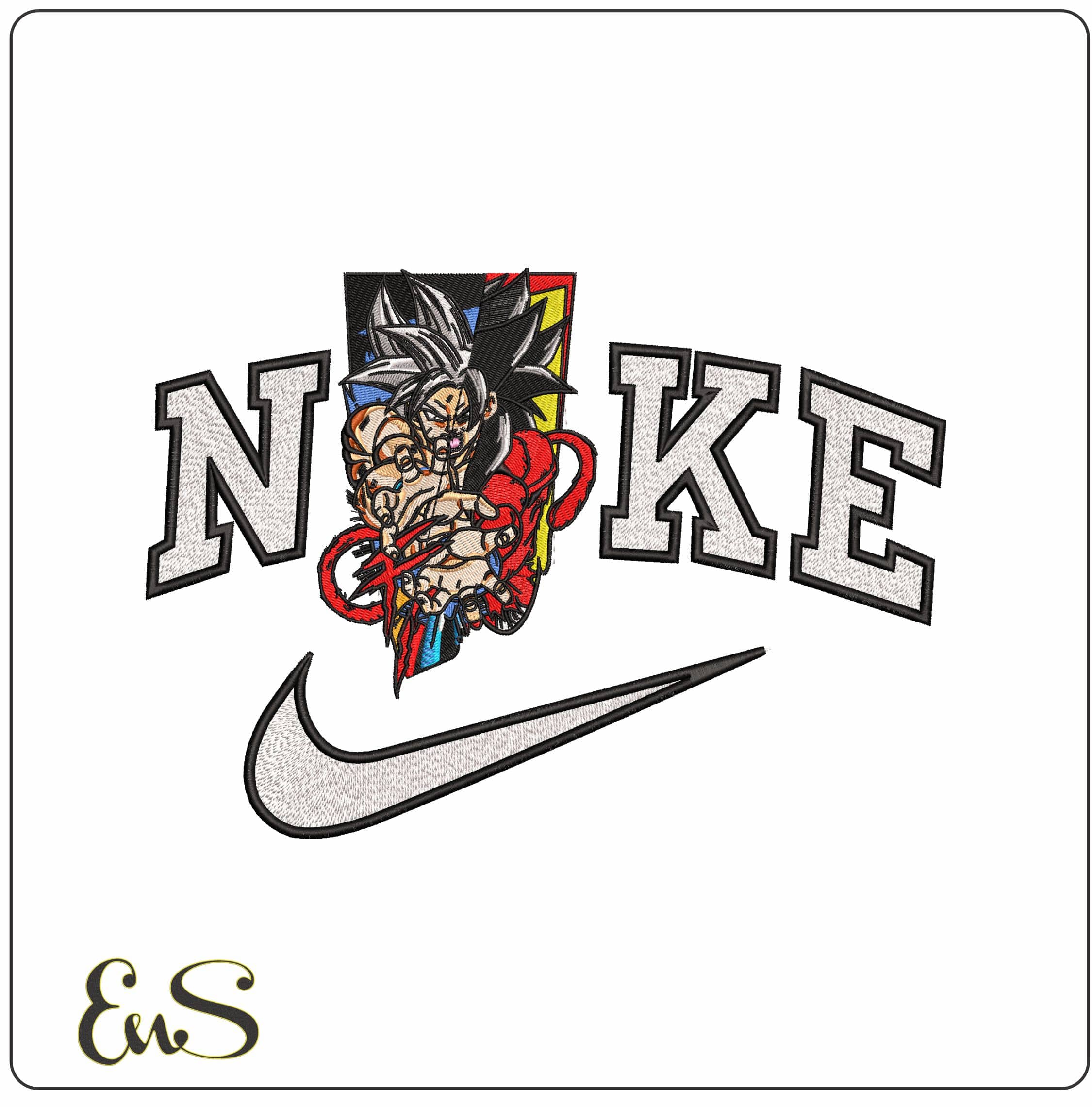 Nike Goku Super Saiyan 4 Dragon Ball Anime- Elegant embroidery design file - instant download