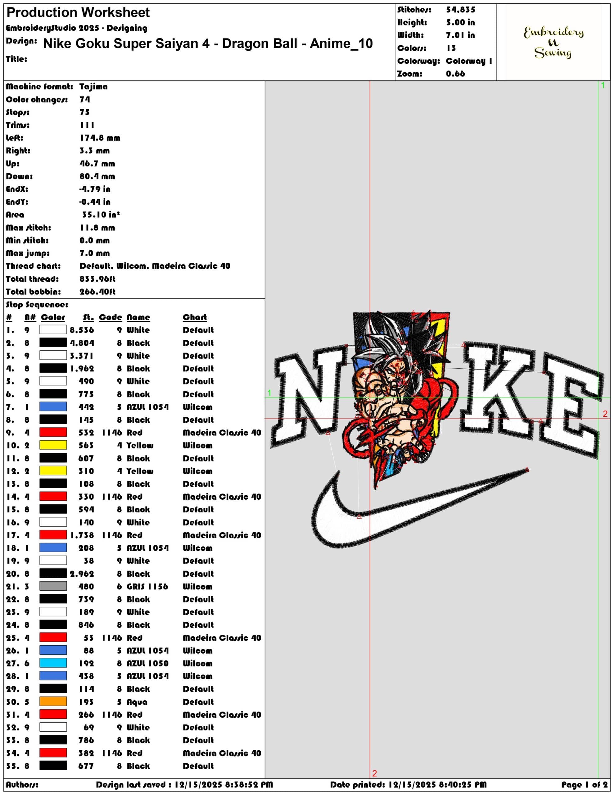 Nike Goku Super Saiyan 4 Dragon Ball Anime- Elegant embroidery design file - instant download — view 3
