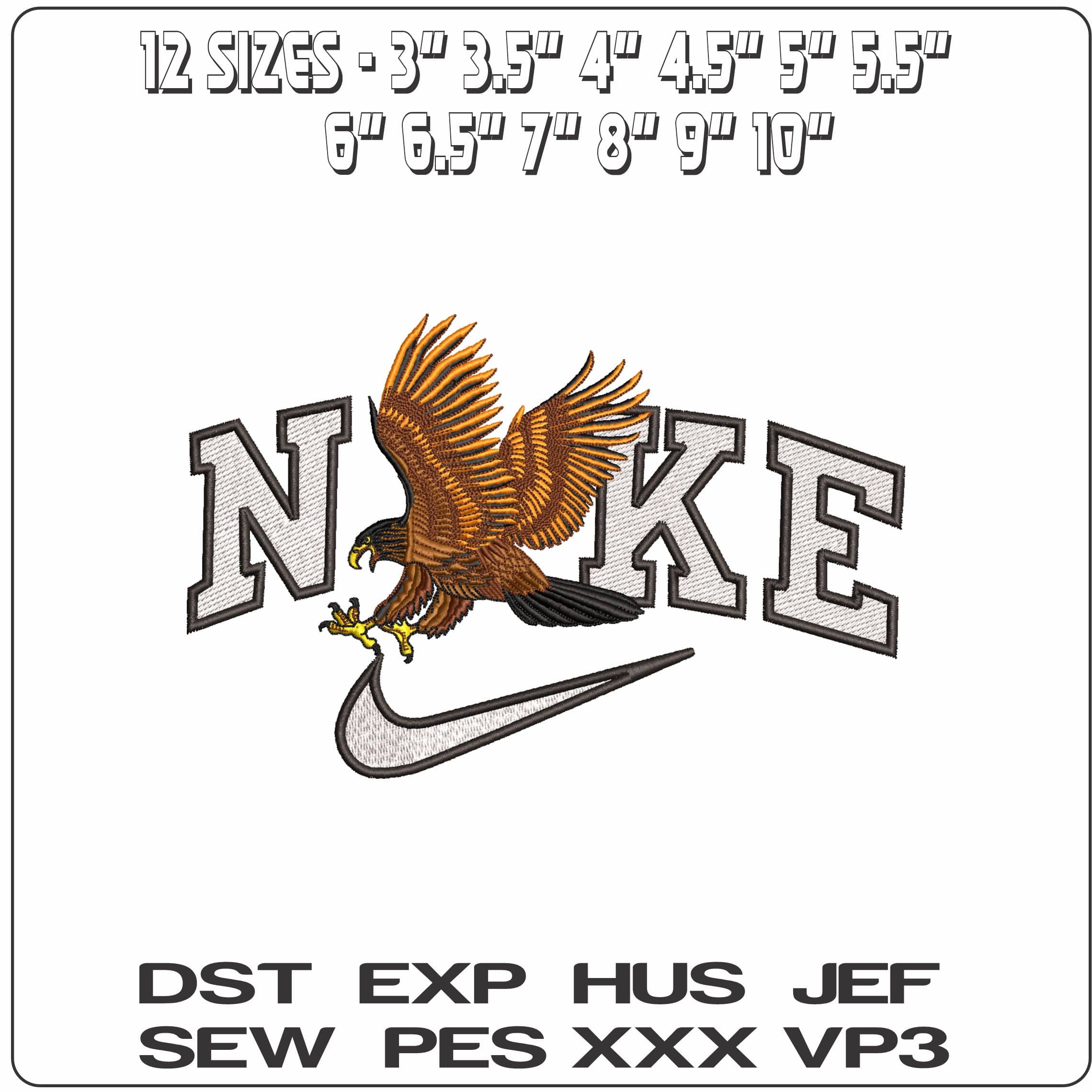 Nike Golden Eagle Swooping for prey- Elegant embroidery design file - instant download — view 2