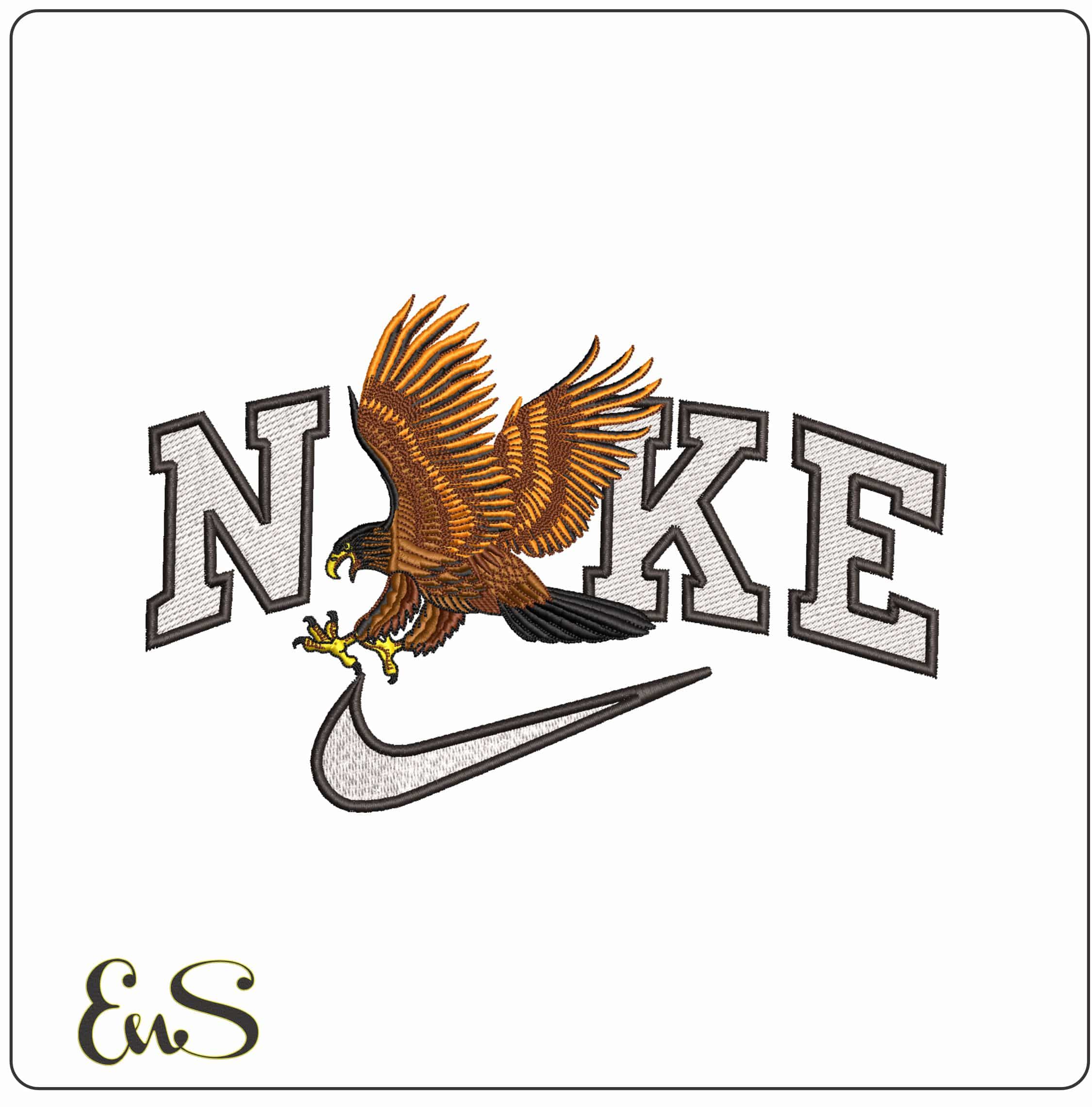 Nike Golden Eagle Swooping for prey- Elegant embroidery design file - instant download