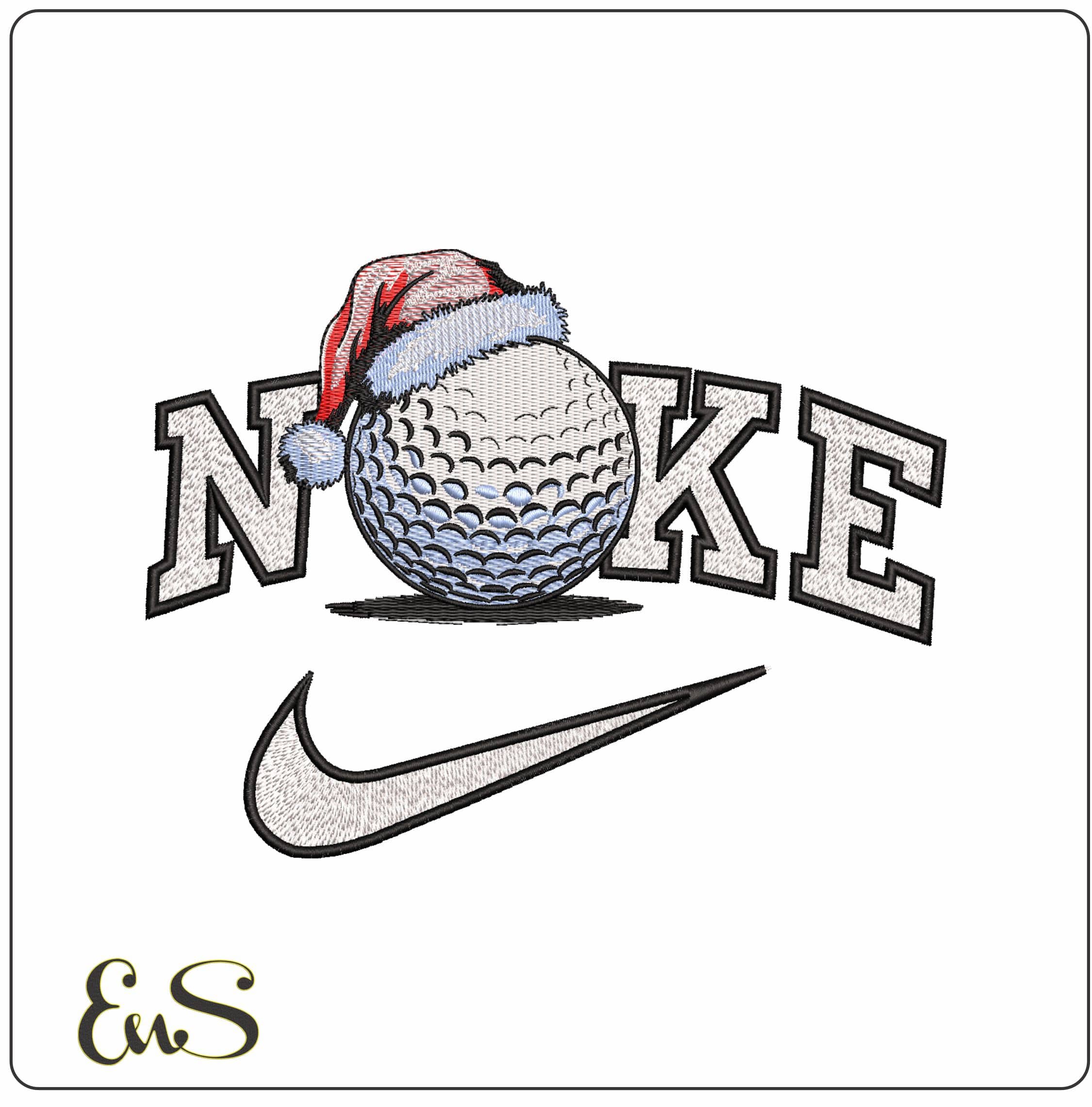 Nike Golf Ball Santa Hat- Elegant embroidery design file - instant download