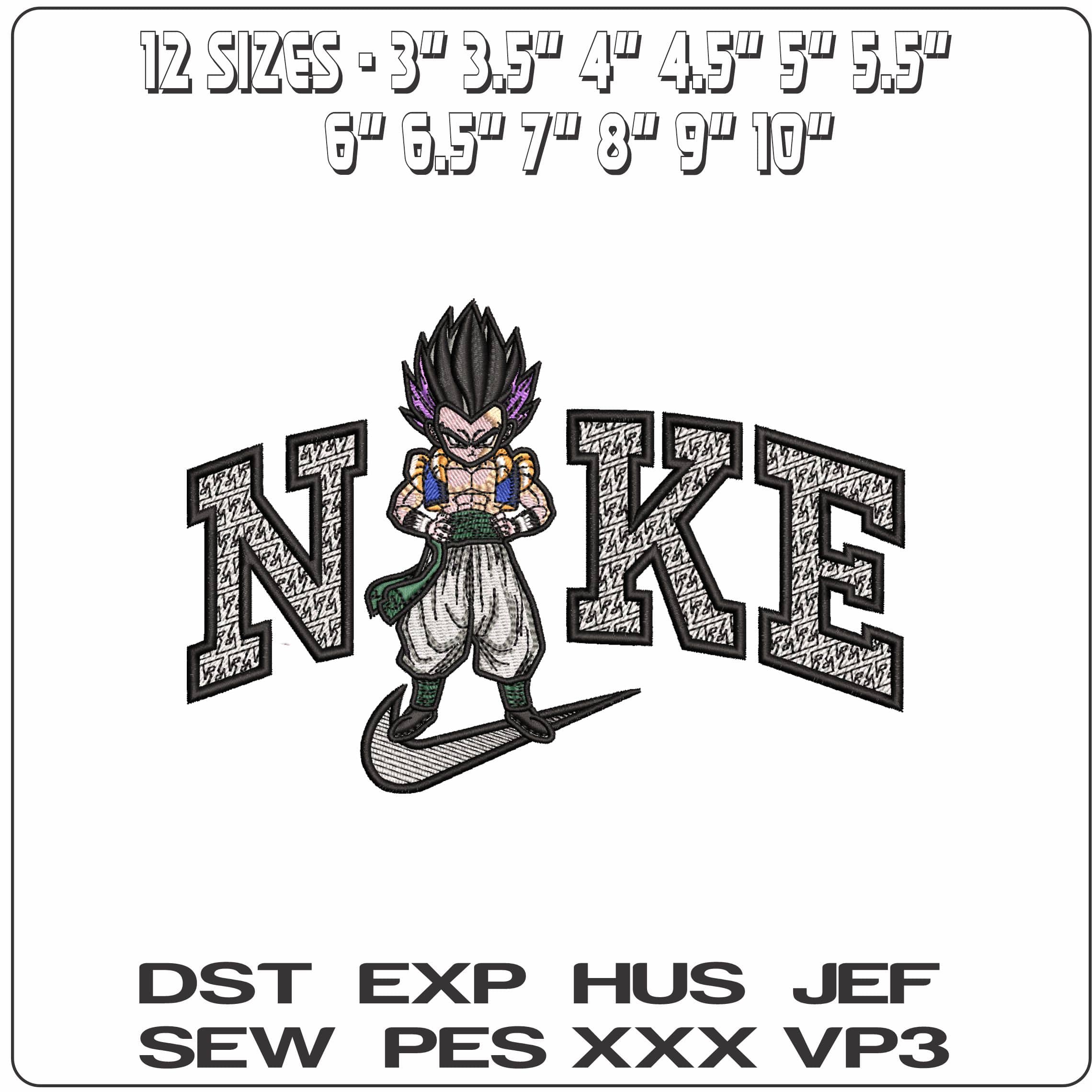 Nike Gotenks Dragon Ball Z Anime- Elegant embroidery design file - instant download — view 2