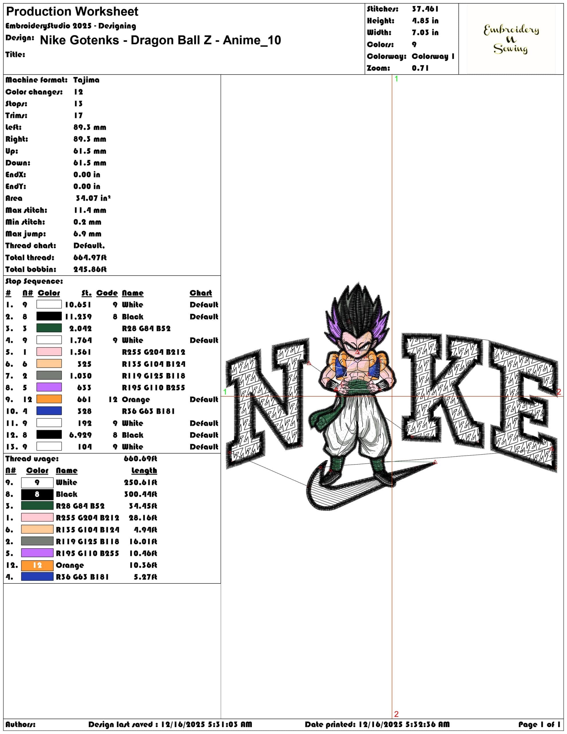 Nike Gotenks Dragon Ball Z Anime- Elegant embroidery design file - instant download — view 3