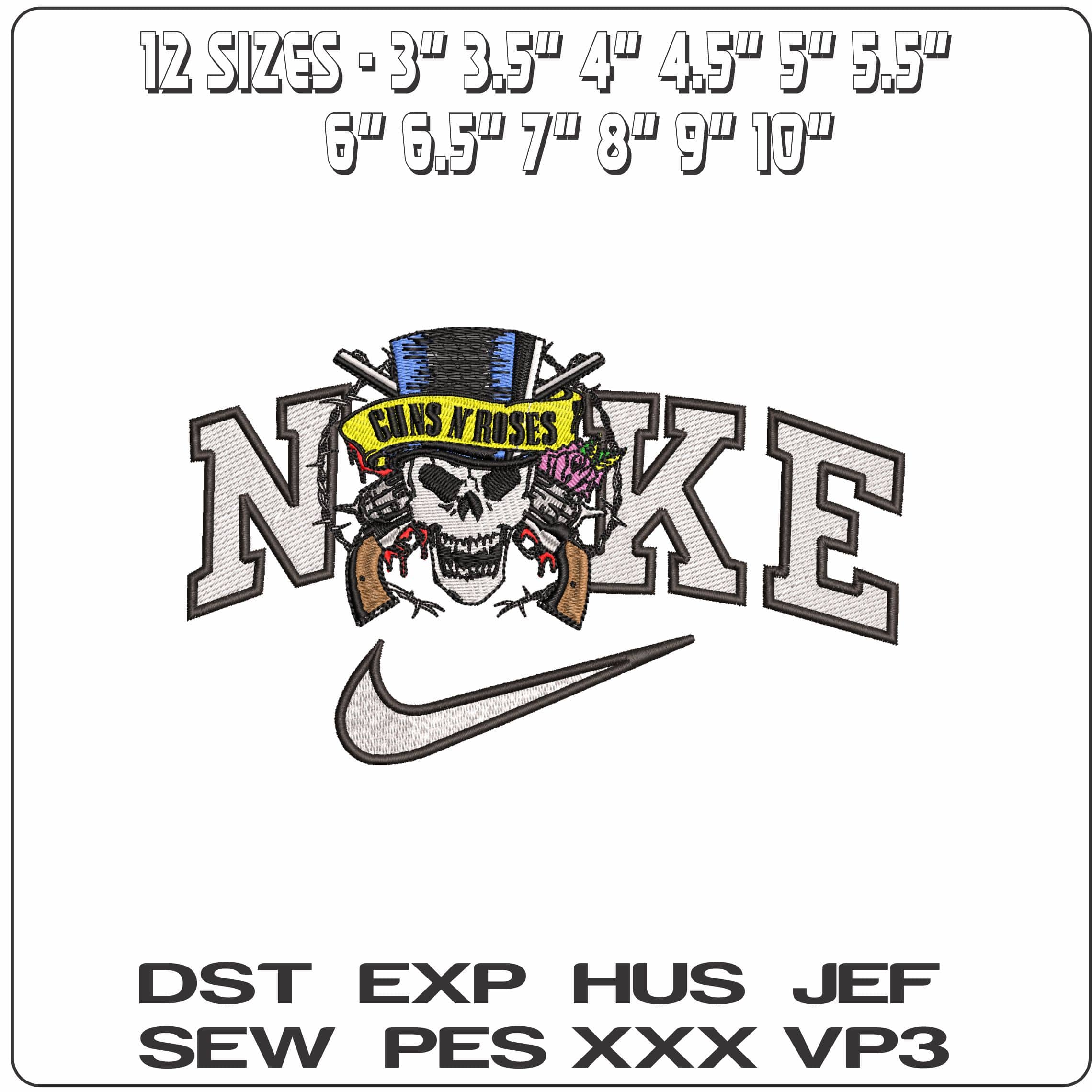 Nike Guns N Roses Barb Wire- Elegant embroidery design file - instant download — view 2