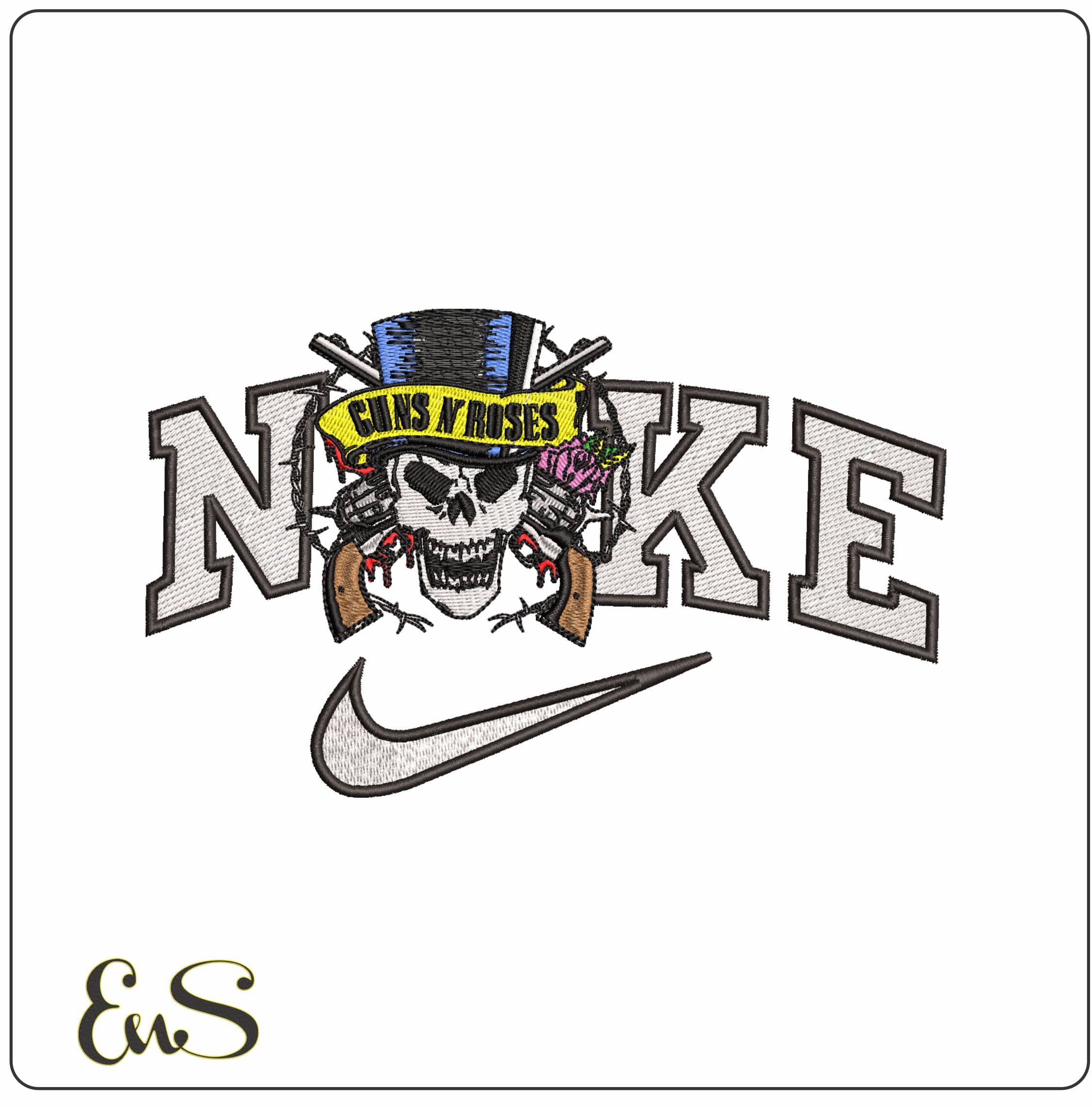 Nike Guns N Roses Barb Wire- Elegant embroidery design file - instant download