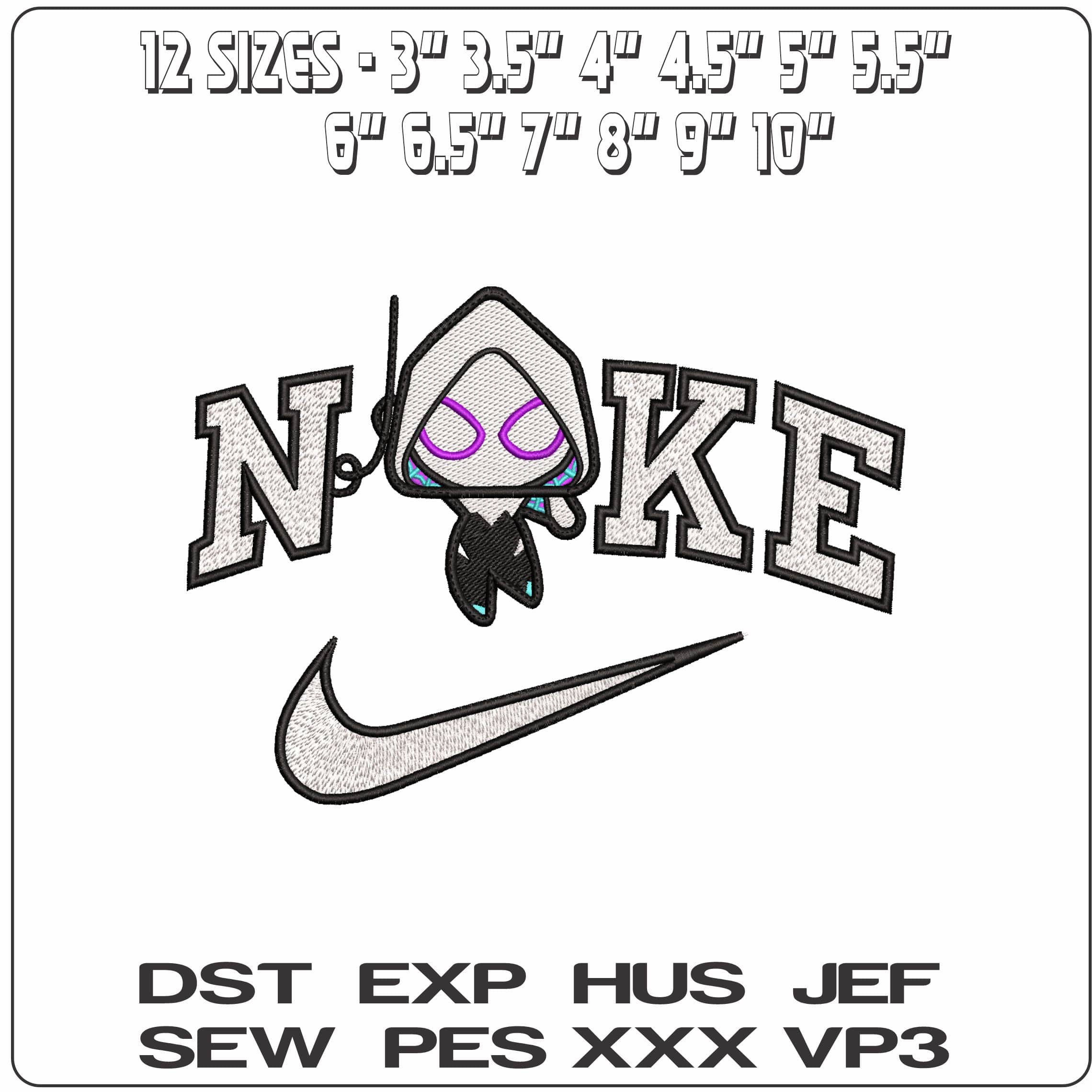 Nike Gwen Spiderman Chibi- Elegant embroidery design file - instant download — view 2