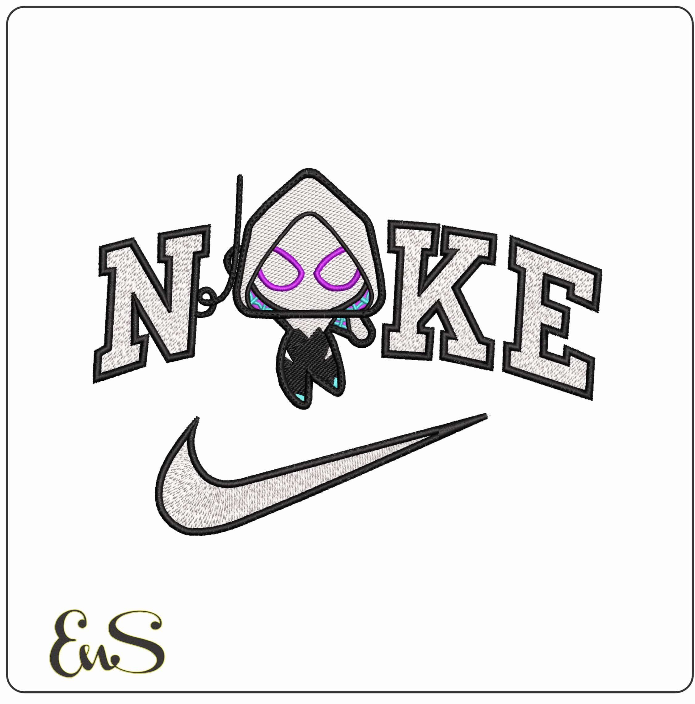 Nike Gwen Spiderman Chibi- Elegant embroidery design file - instant download