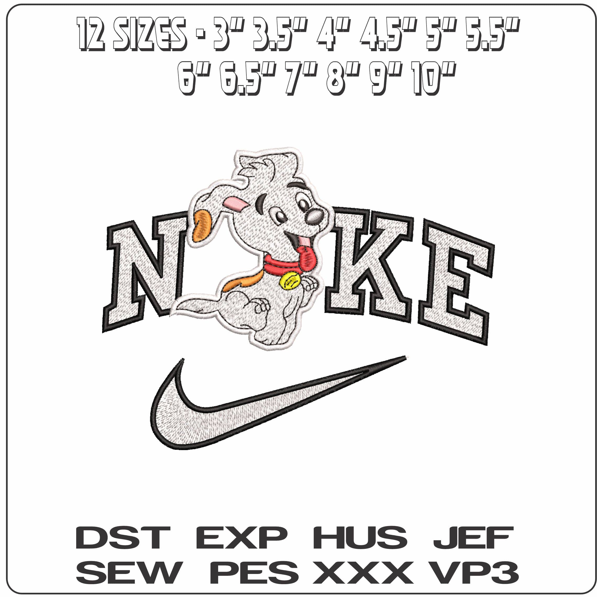 Nike Happy Bouncing Child Dog- Elegant embroidery design file - instant download — view 2