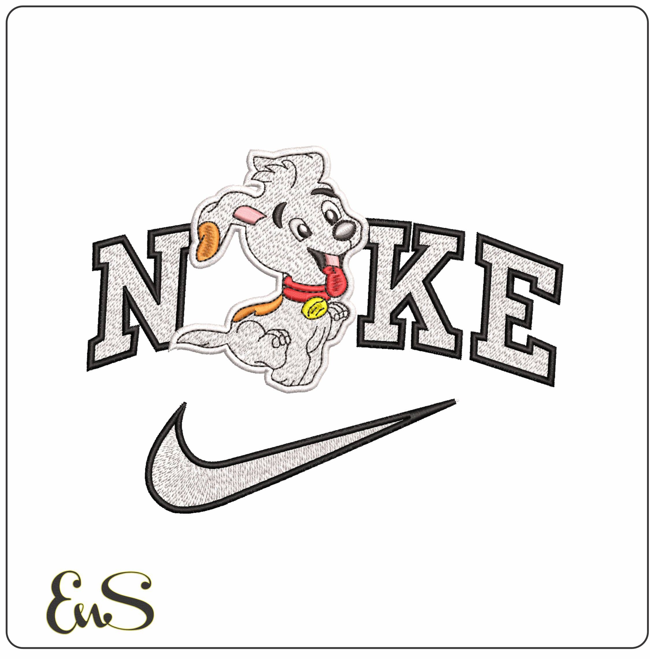 Nike Happy Bouncing Child Dog- Elegant embroidery design file - instant download