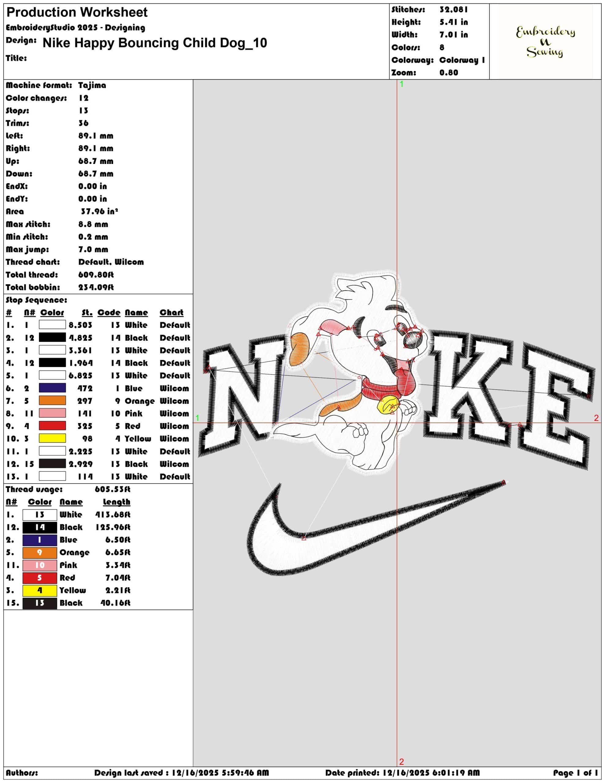 Nike Happy Bouncing Child Dog- Elegant embroidery design file - instant download — view 3