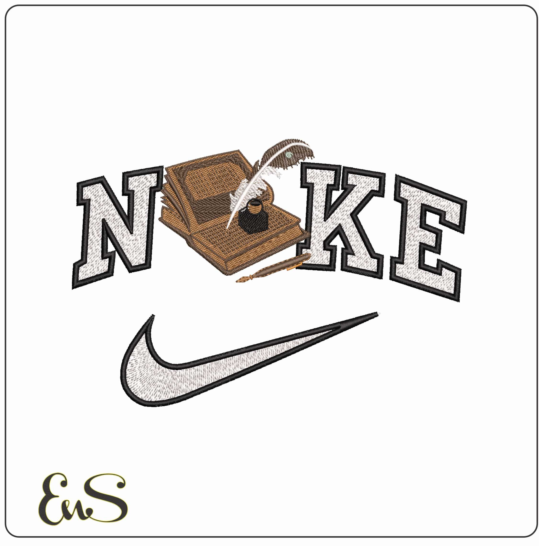 Nike Harry Potter Magic book with Feather- Elegant embroidery design file - instant download
