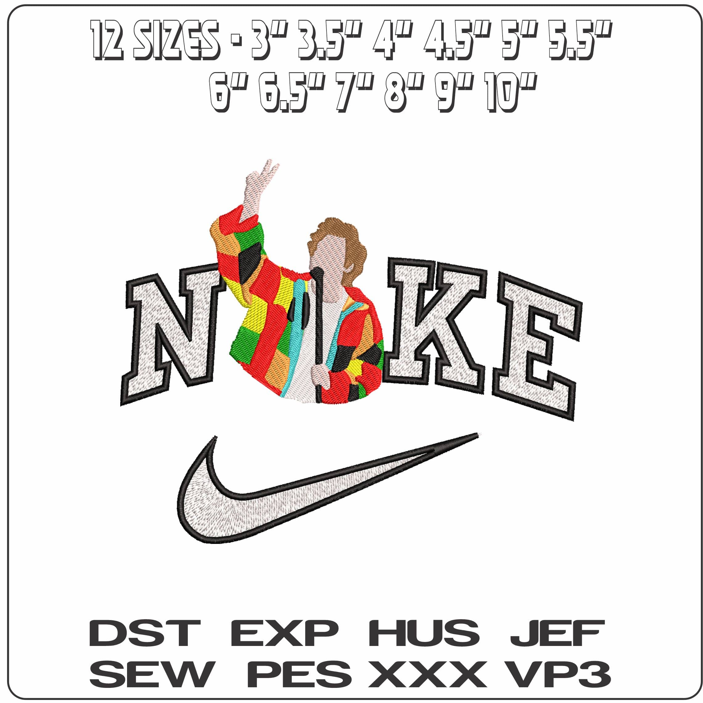 Nike Harry Styles T shirt - Elegant embroidery design file - instant download — view 2