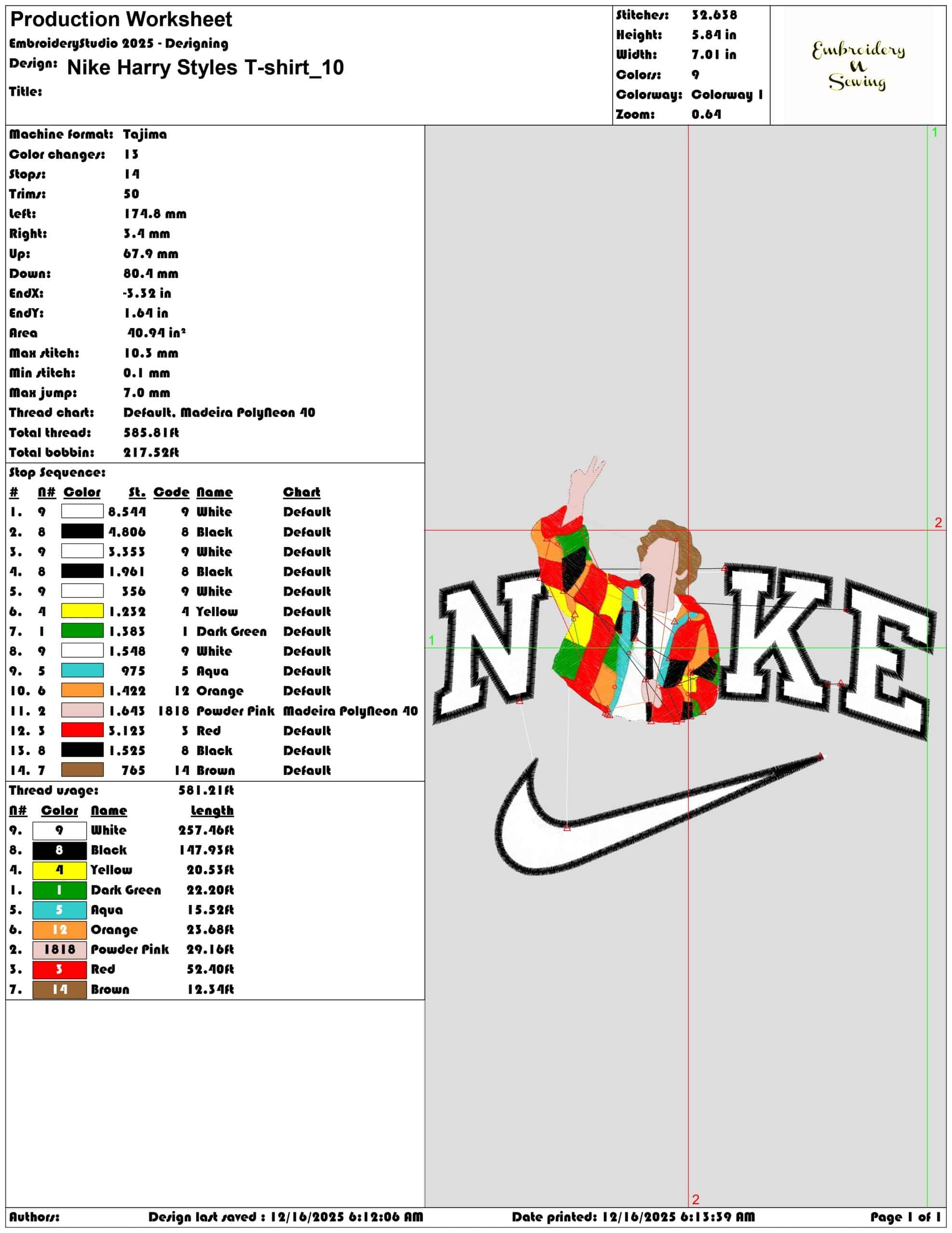 Nike Harry Styles T shirt - Elegant embroidery design file - instant download — view 3