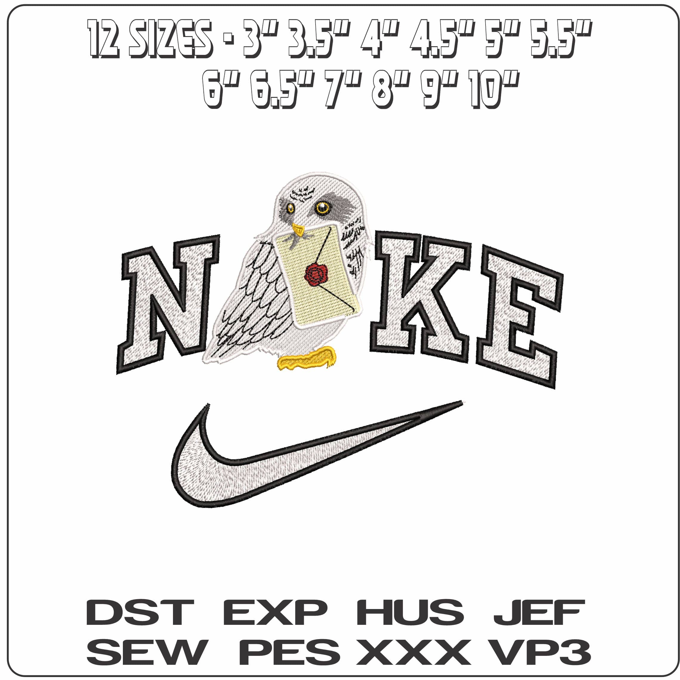 Nike Hedwig letter- Elegant embroidery design file - instant download — view 2