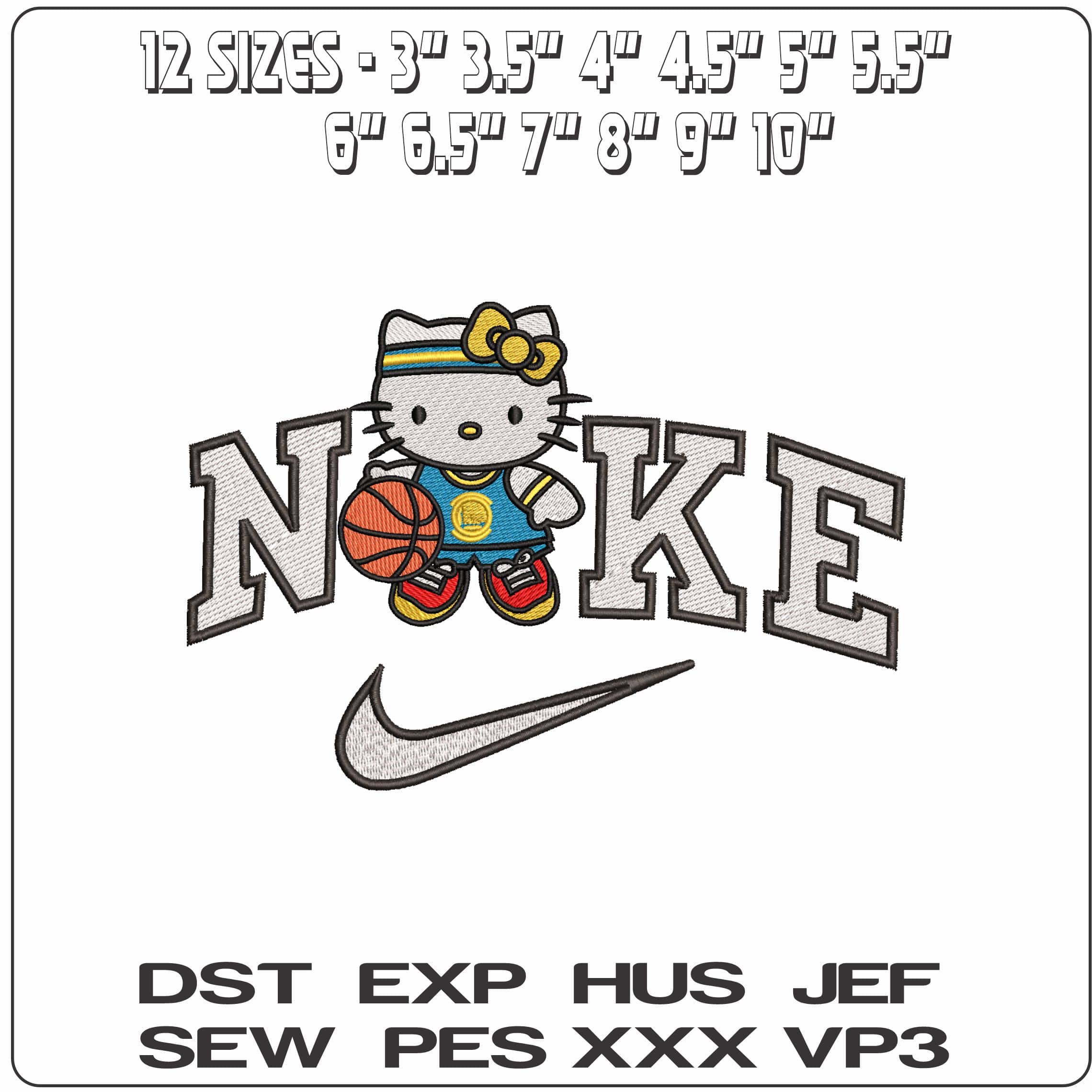 Nike Hello Kitty Basketball- Elegant embroidery design file - instant download — view 2