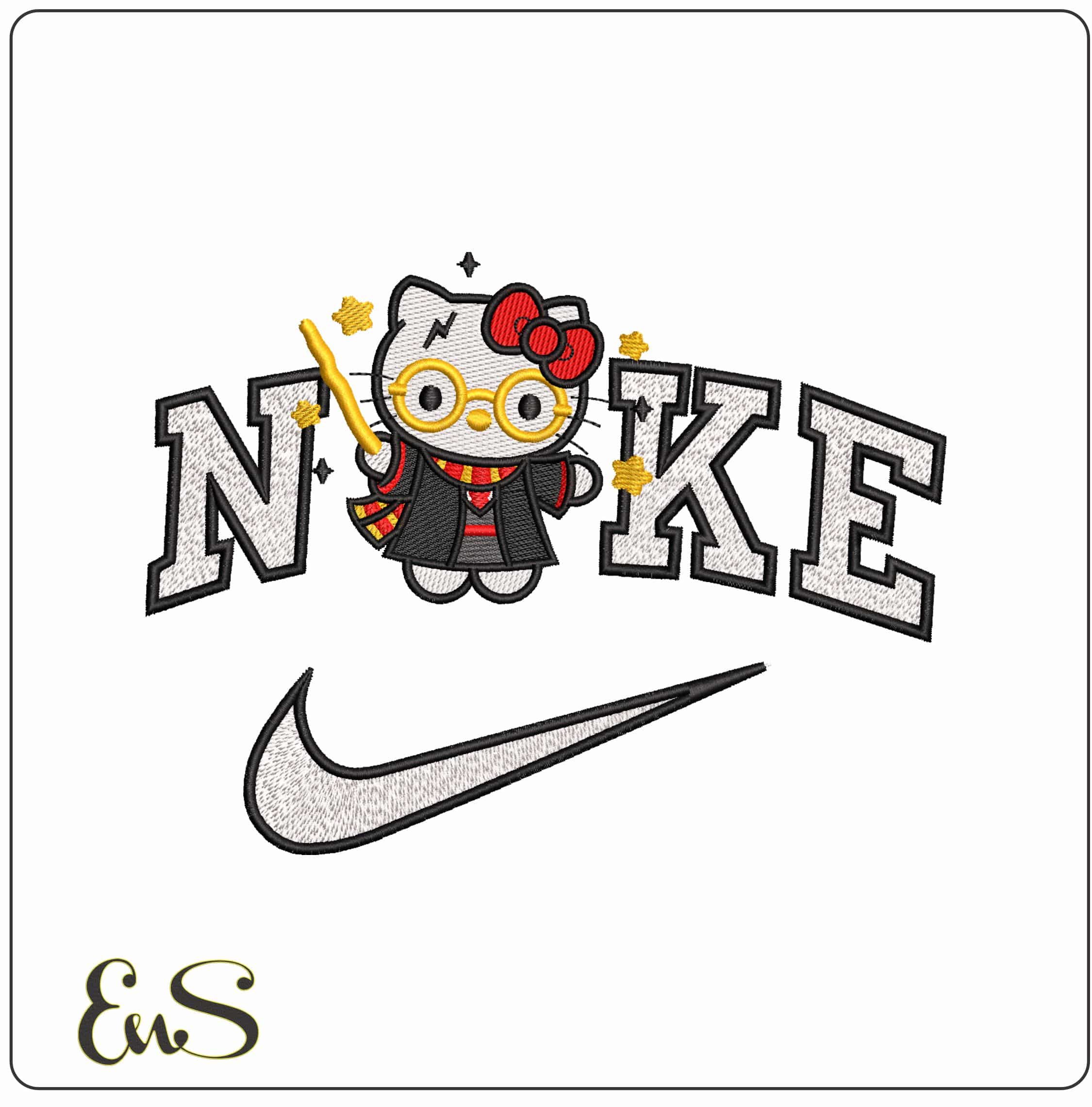 Nike Hello Kitty Harry Potter- Elegant embroidery design file - instant download