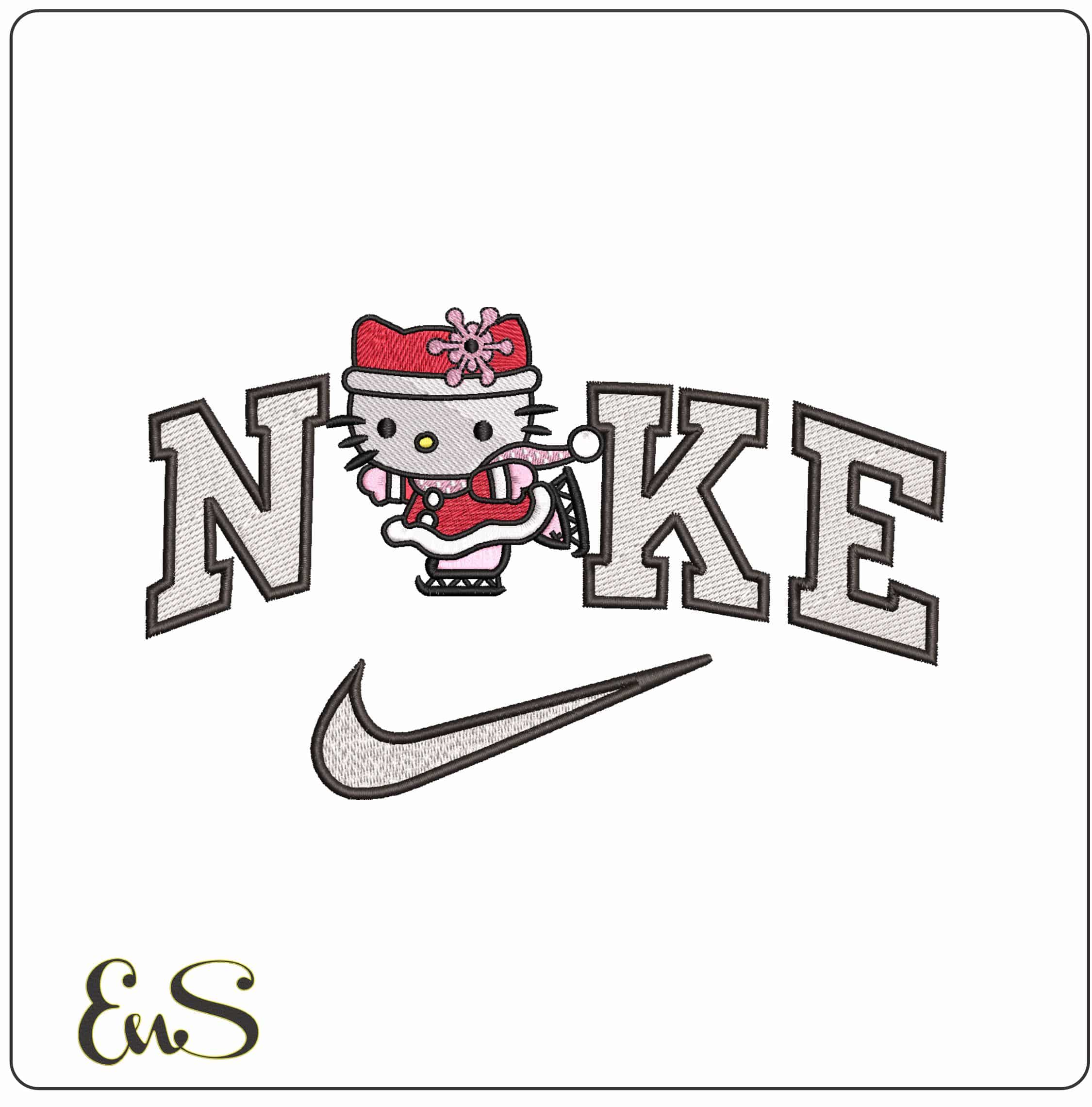 Nike Hello Kitty Ice Skating- Elegant embroidery design file - instant download