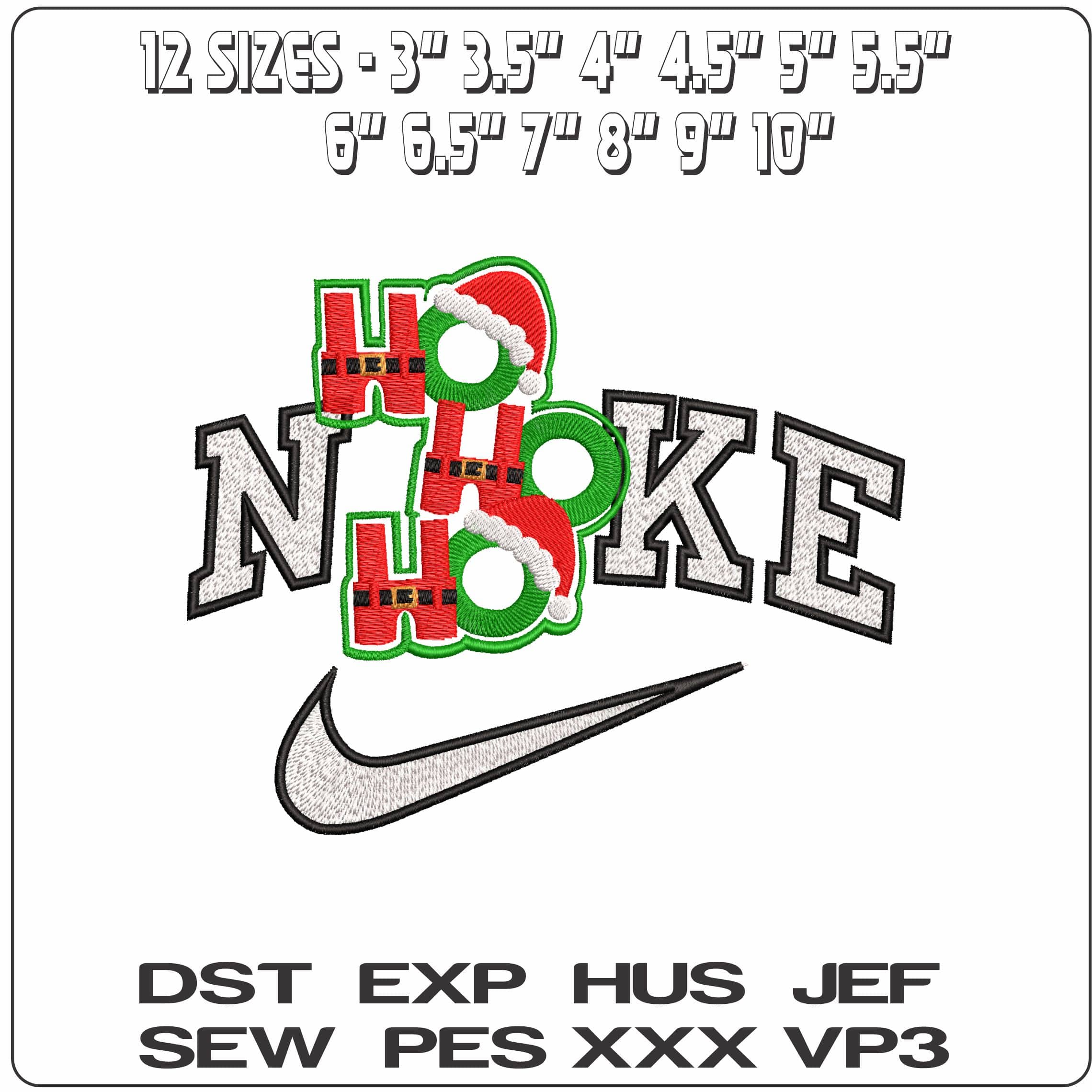 Nike Ho Ho Ho Xmas- Elegant embroidery design file - instant download — view 2