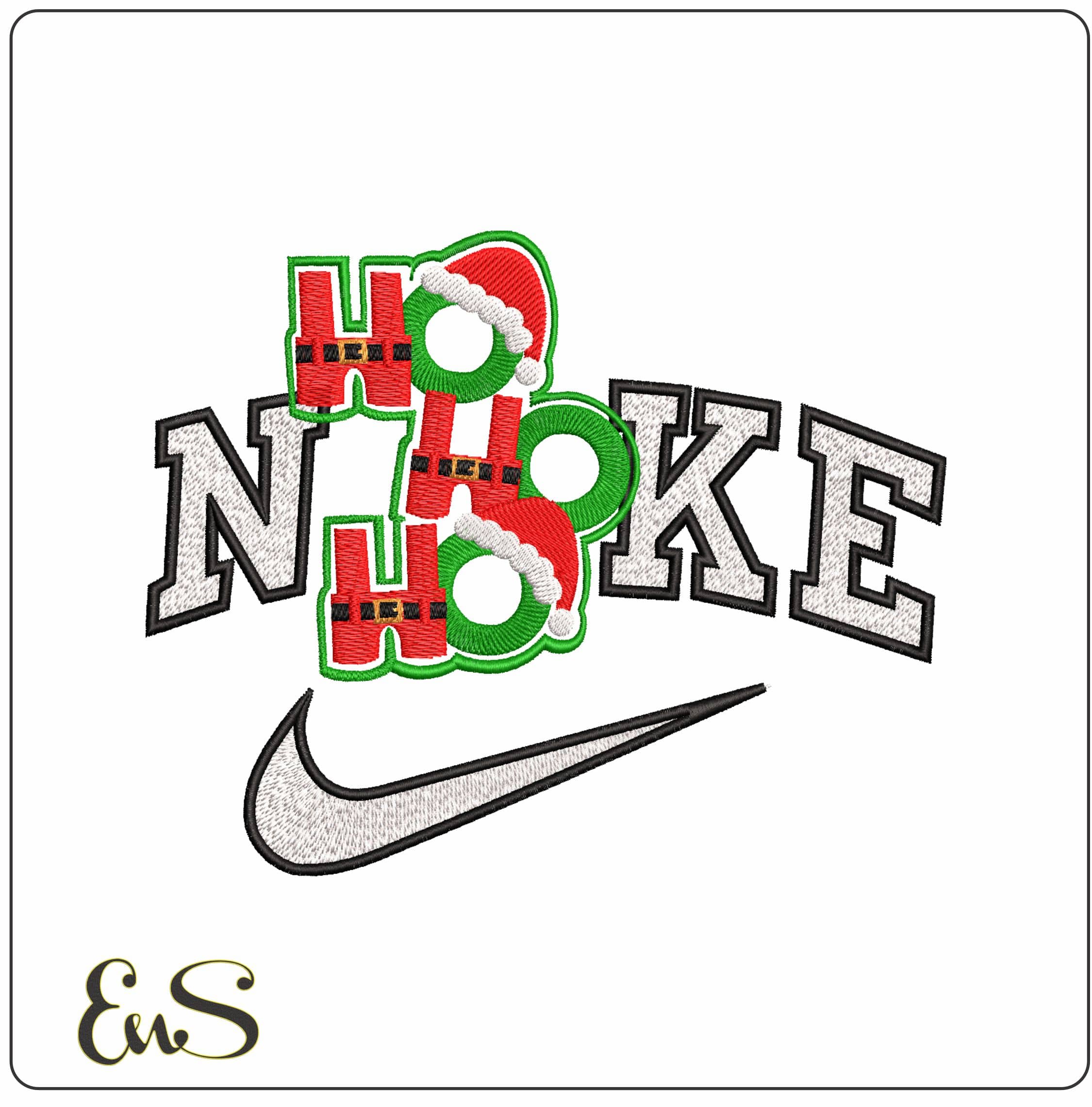 Nike Ho Ho Ho Xmas- Elegant embroidery design file - instant download