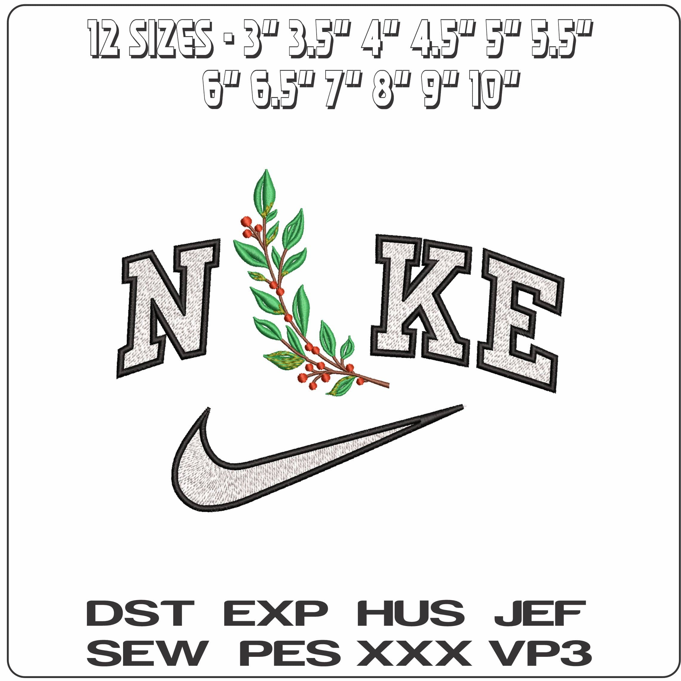 Nike Holly Leaf and Berries- Elegant embroidery design file - instant download — view 2