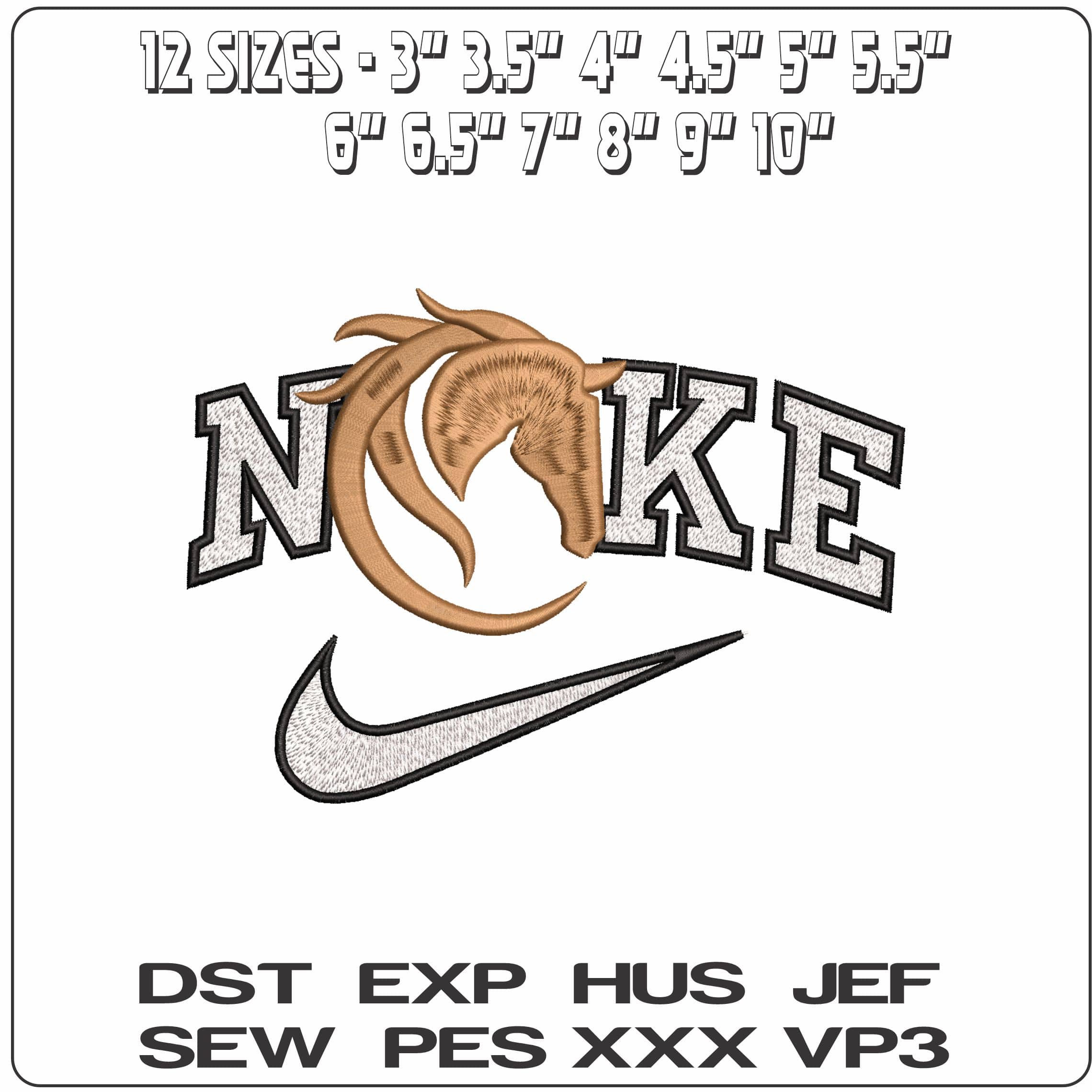 Nike Horse Revelations Shiloette- Elegant embroidery design file - instant download — view 2