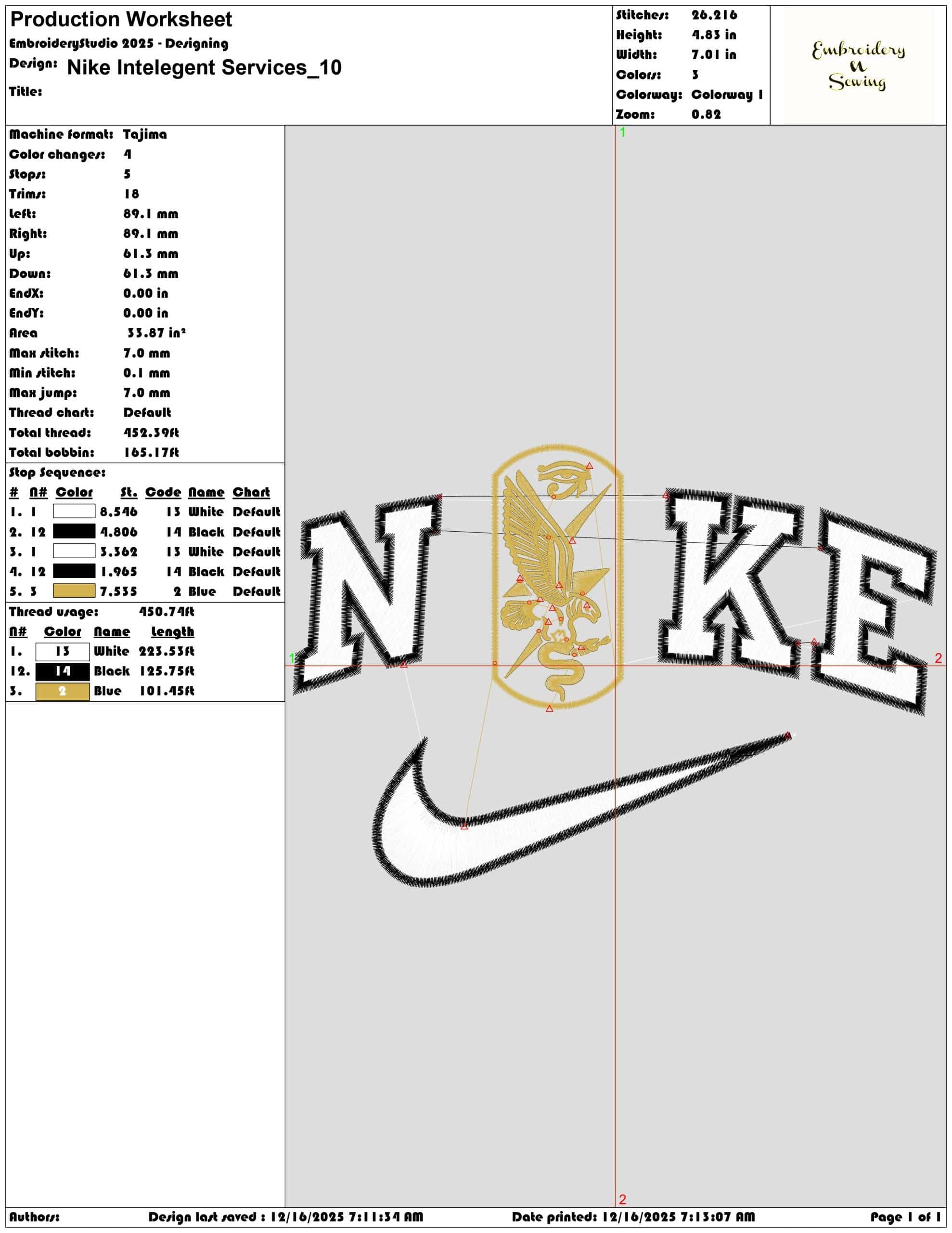 Nike Intelegent Services- Elegant embroidery design file - instant download — view 3