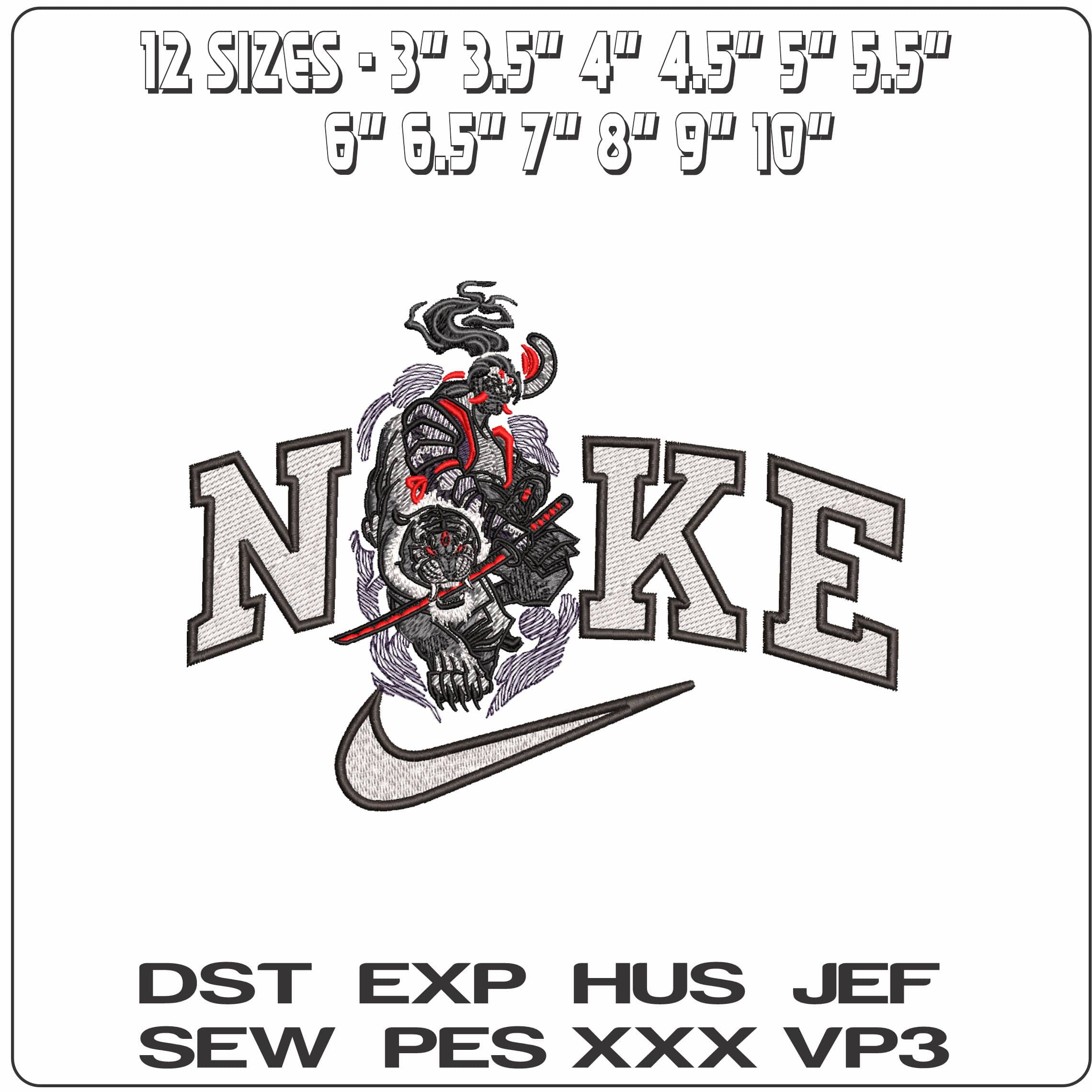 Nike Irezumi Samurai and Tiger Anime- Elegant embroidery design file - instant download — view 2