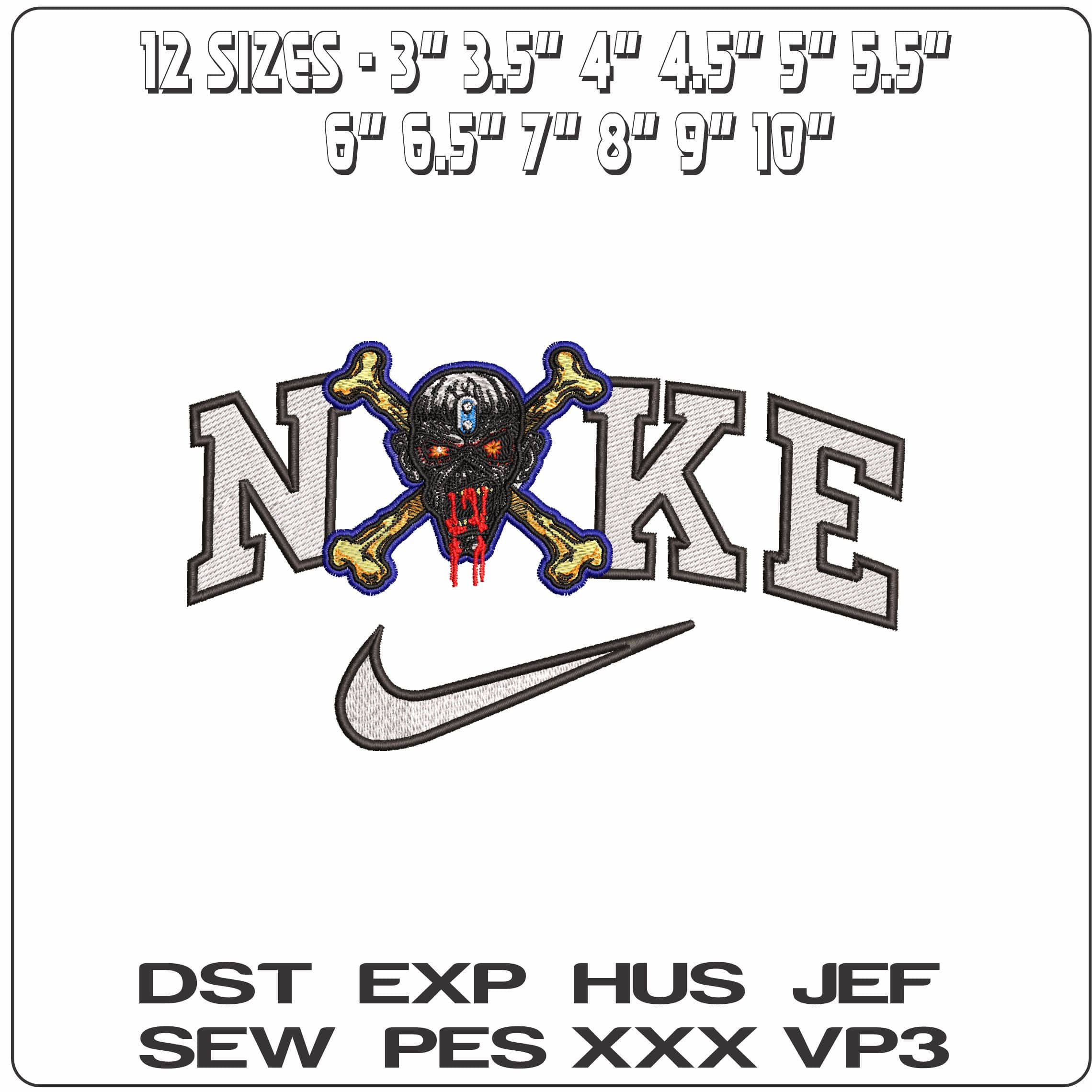 Nike Iron Maiden Loius Crossbones- Elegant embroidery design file - instant download — view 2