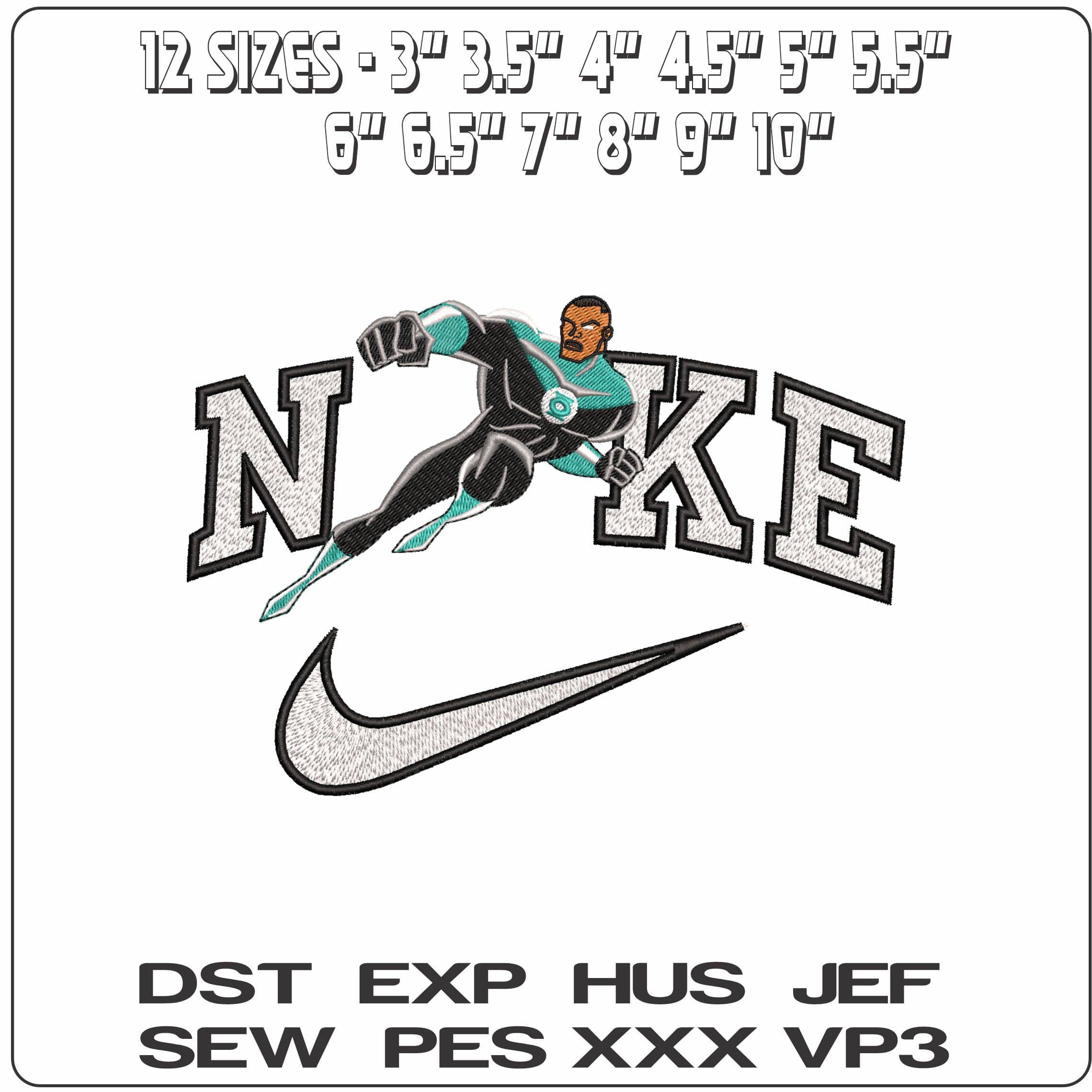Nike John Stewart Green Lantern Justice League DC Comics- Elegant embroidery design file - instant download — view 2