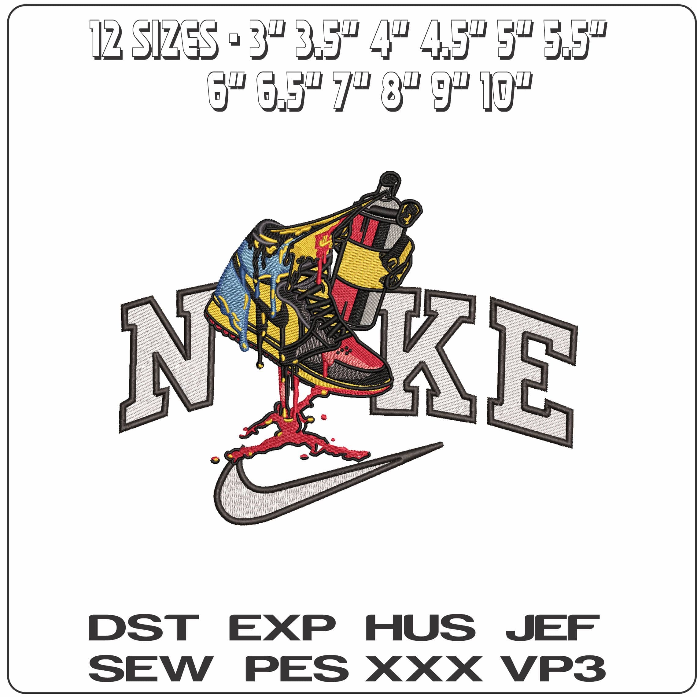 Nike Jordan Sneaker Logo Spray Can- Elegant embroidery design file - instant download — view 2