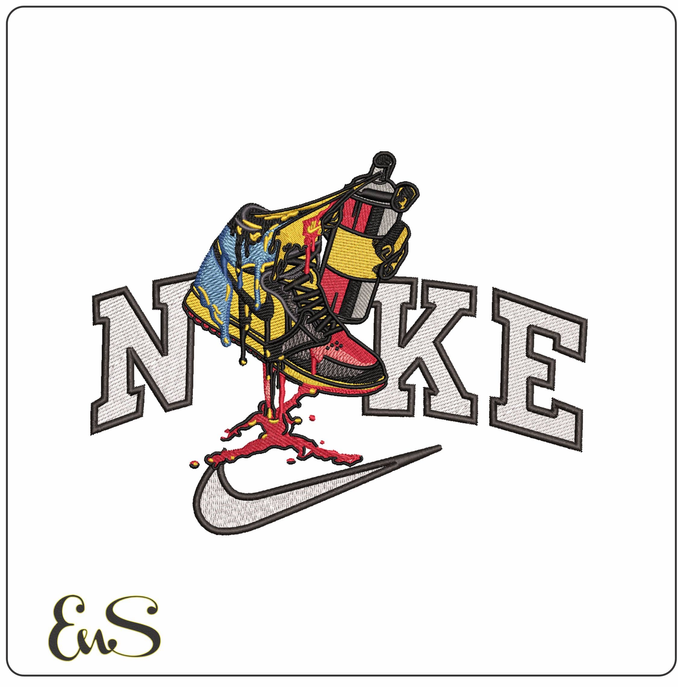 Nike Jordan Sneaker Logo Spray Can- Elegant embroidery design file - instant download