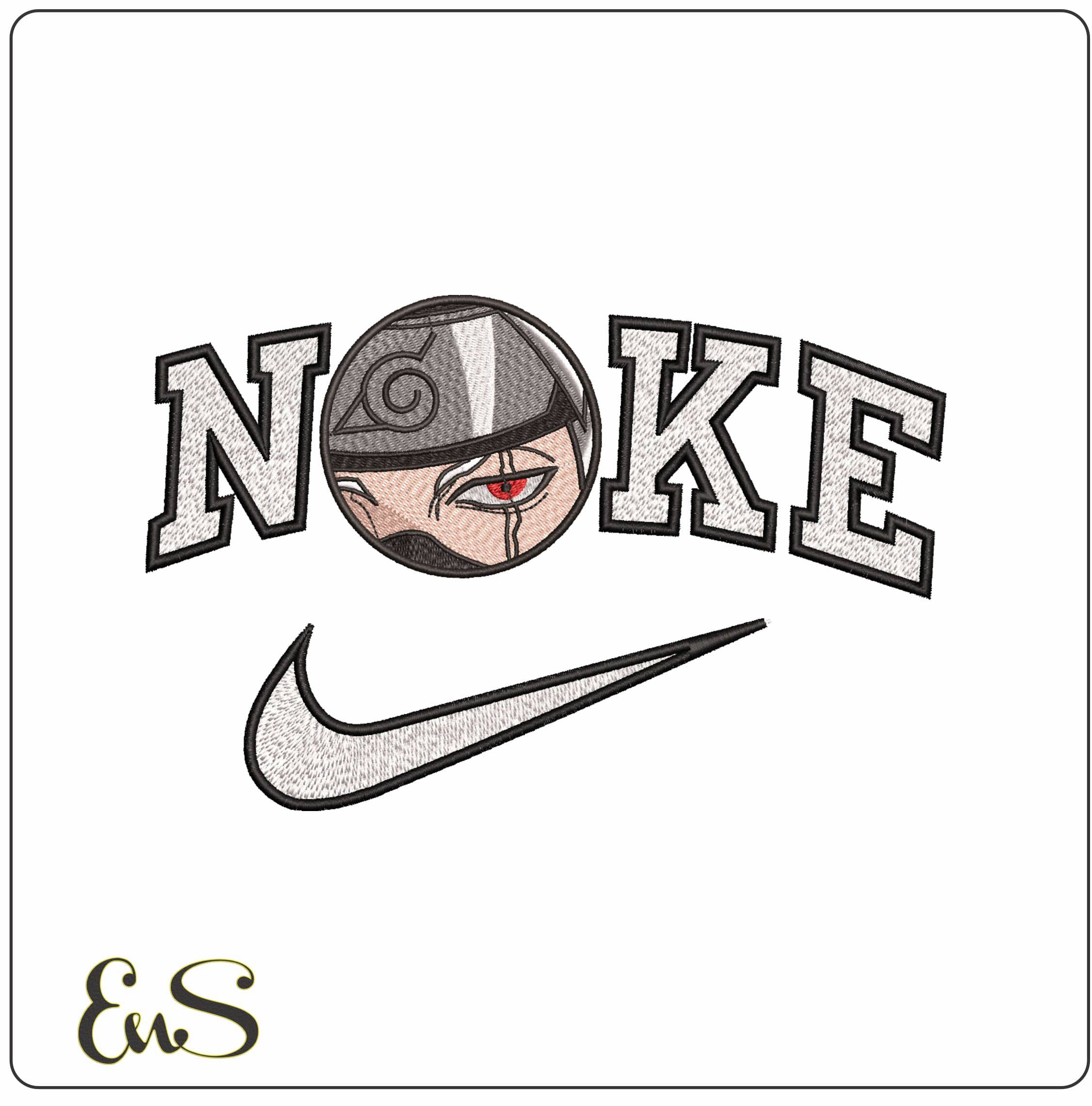 Nike Kakashi Hatake Eyes Naruto Anime- Elegant embroidery design file - instant download