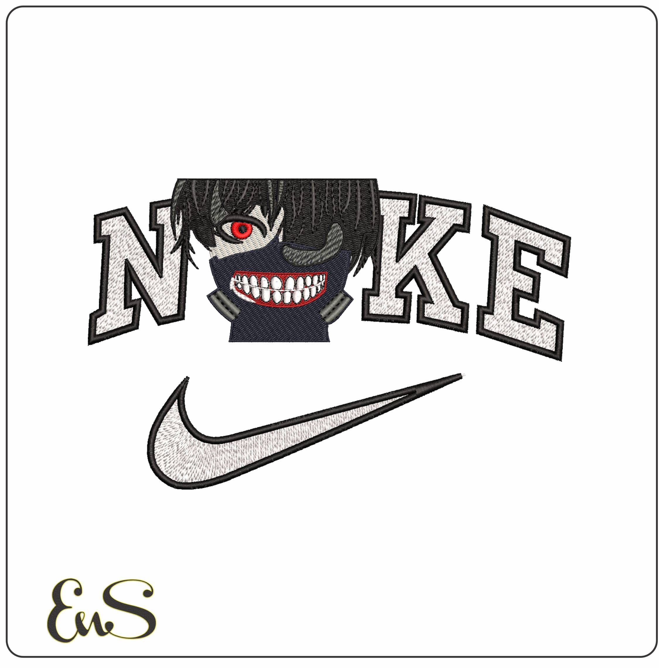 Nike Ken Kaneki Tokyo Ghoul Anime- Elegant embroidery design file - instant download