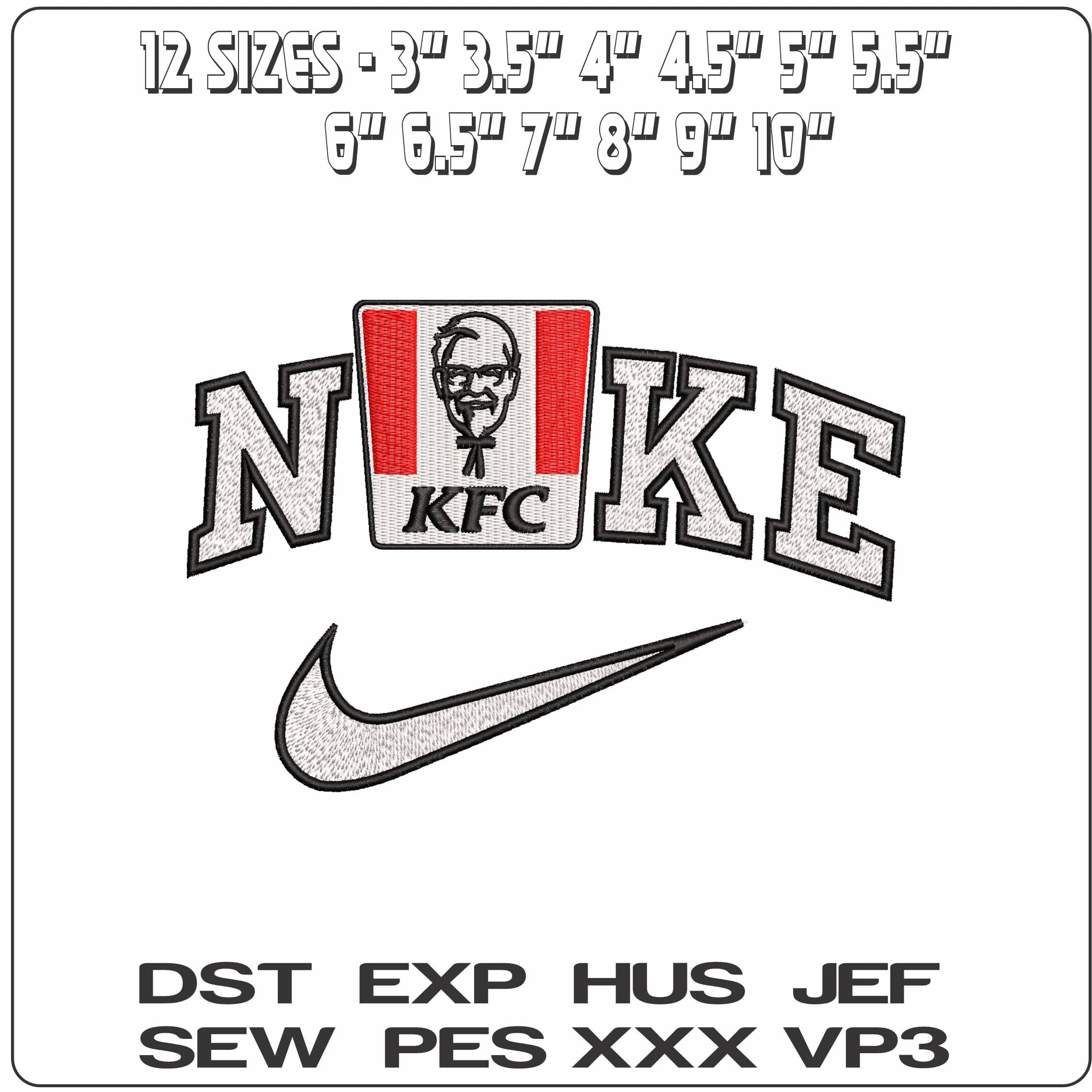 Nike KFC Bucket- Elegant embroidery design file - instant download — view 2
