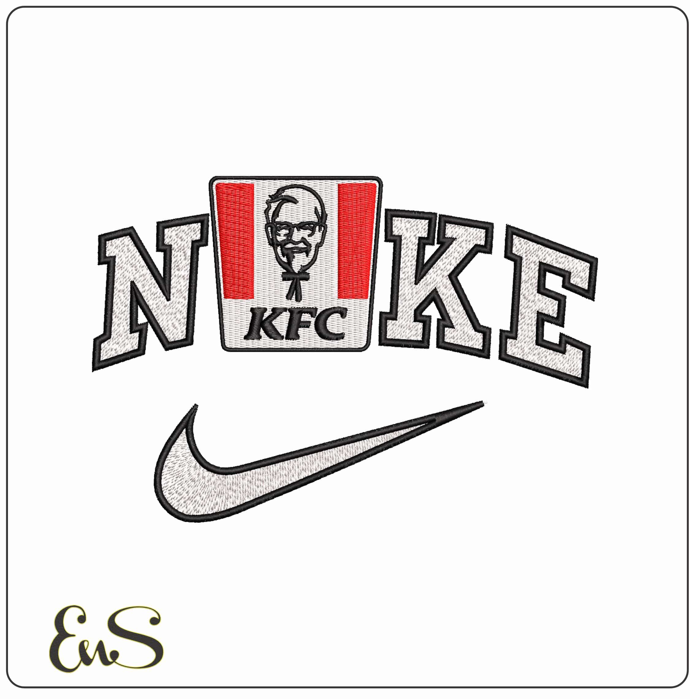 Nike KFC Bucket- Elegant embroidery design file - instant download