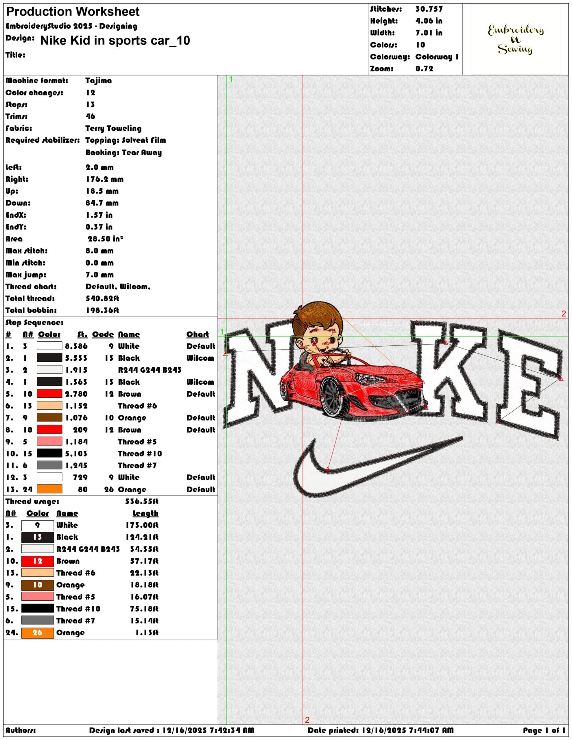 Nike Kid in sports car- Elegant embroidery design file - instant download — view 3