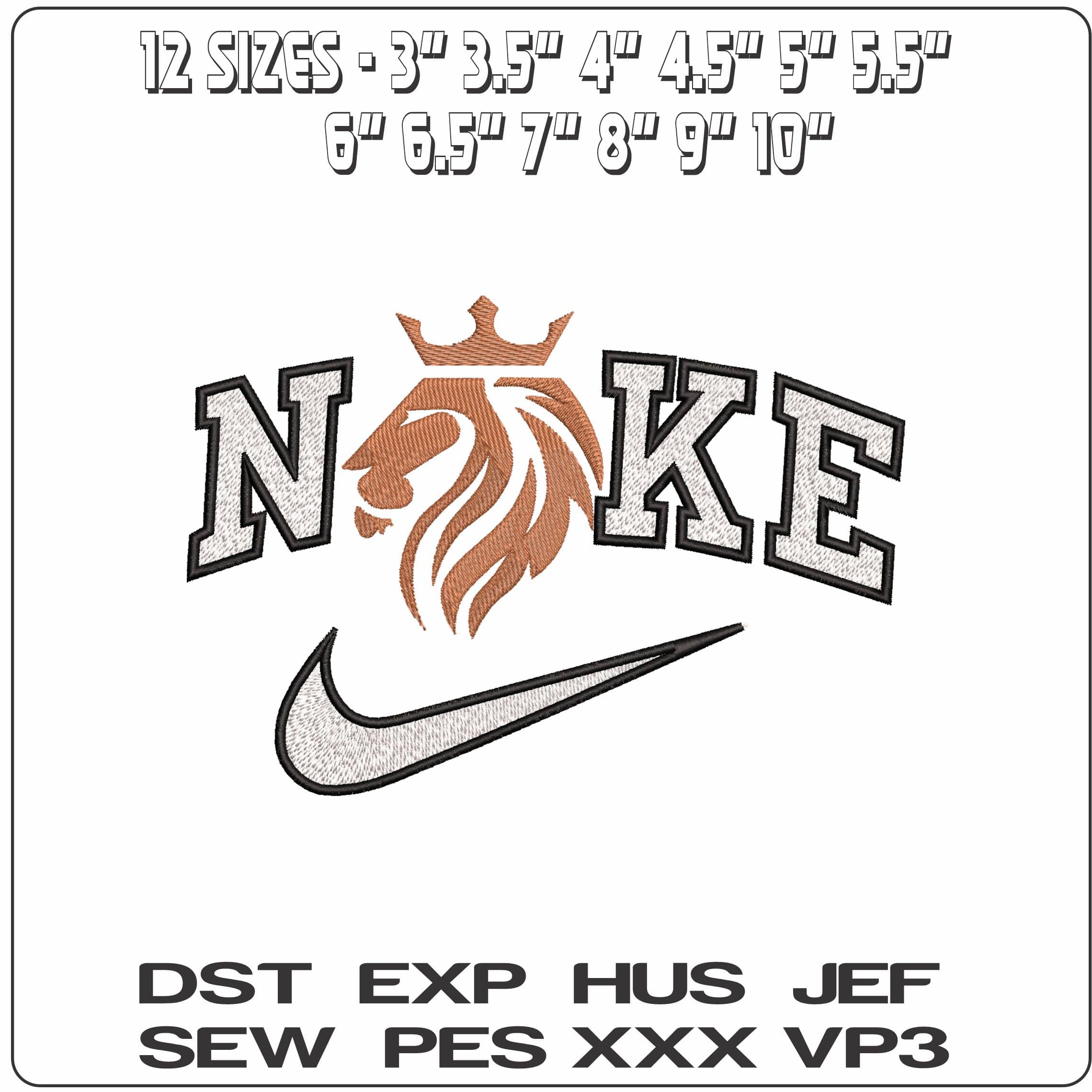 Nike King of Beasts Lion- Elegant embroidery design file - instant download — view 2