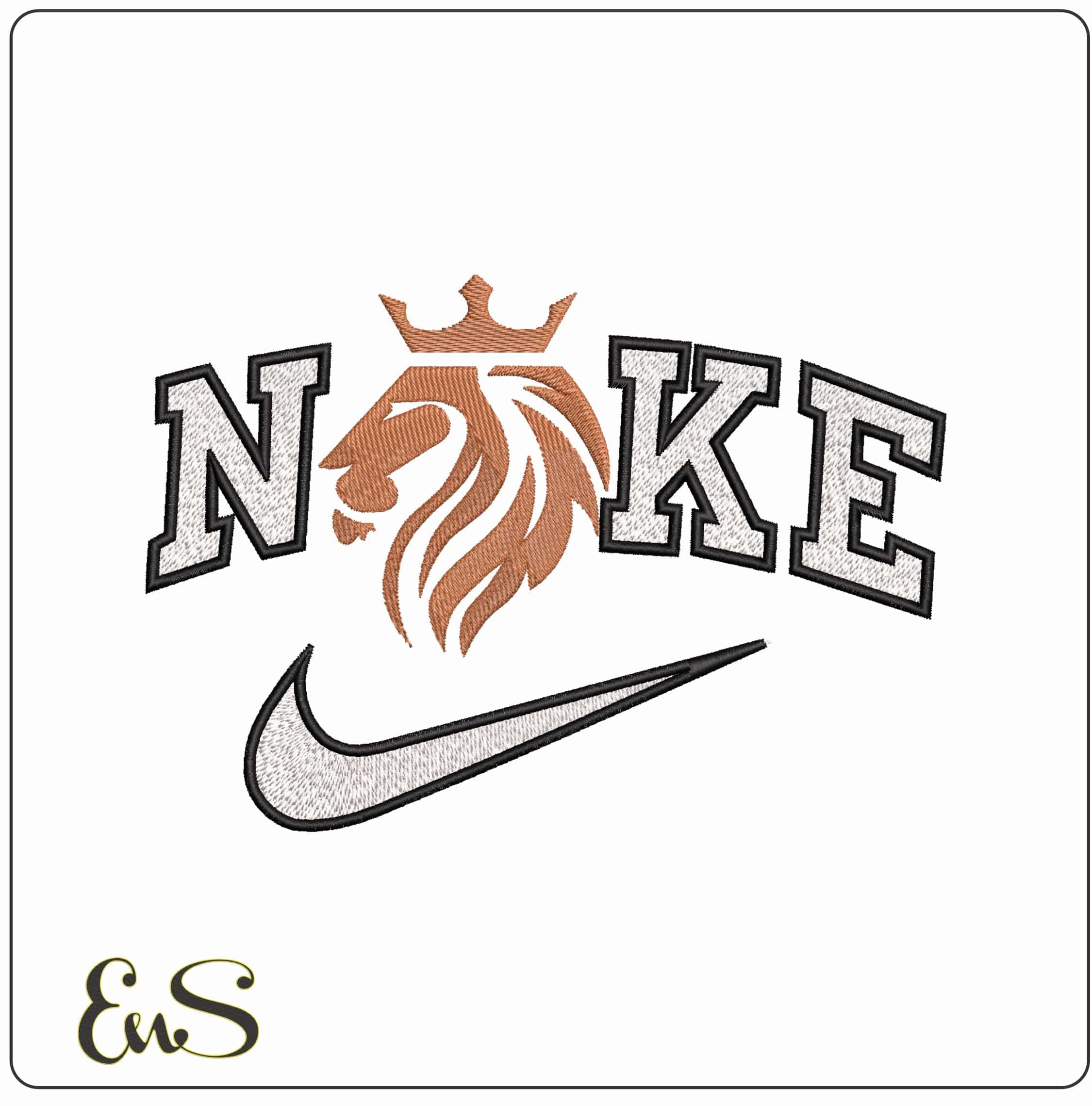 Nike King of Beasts Lion- Elegant embroidery design file - instant download