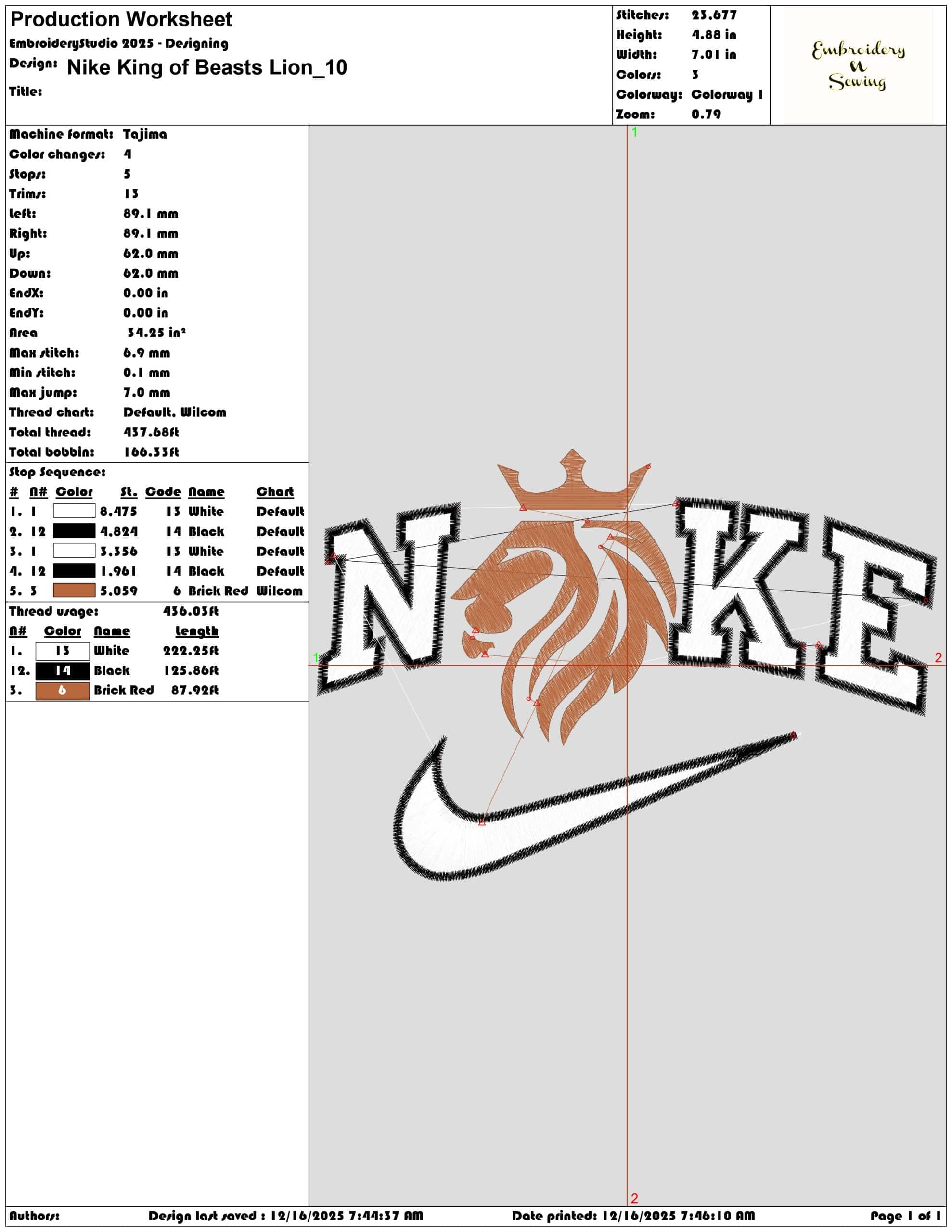 Nike King of Beasts Lion- Elegant embroidery design file - instant download — view 3