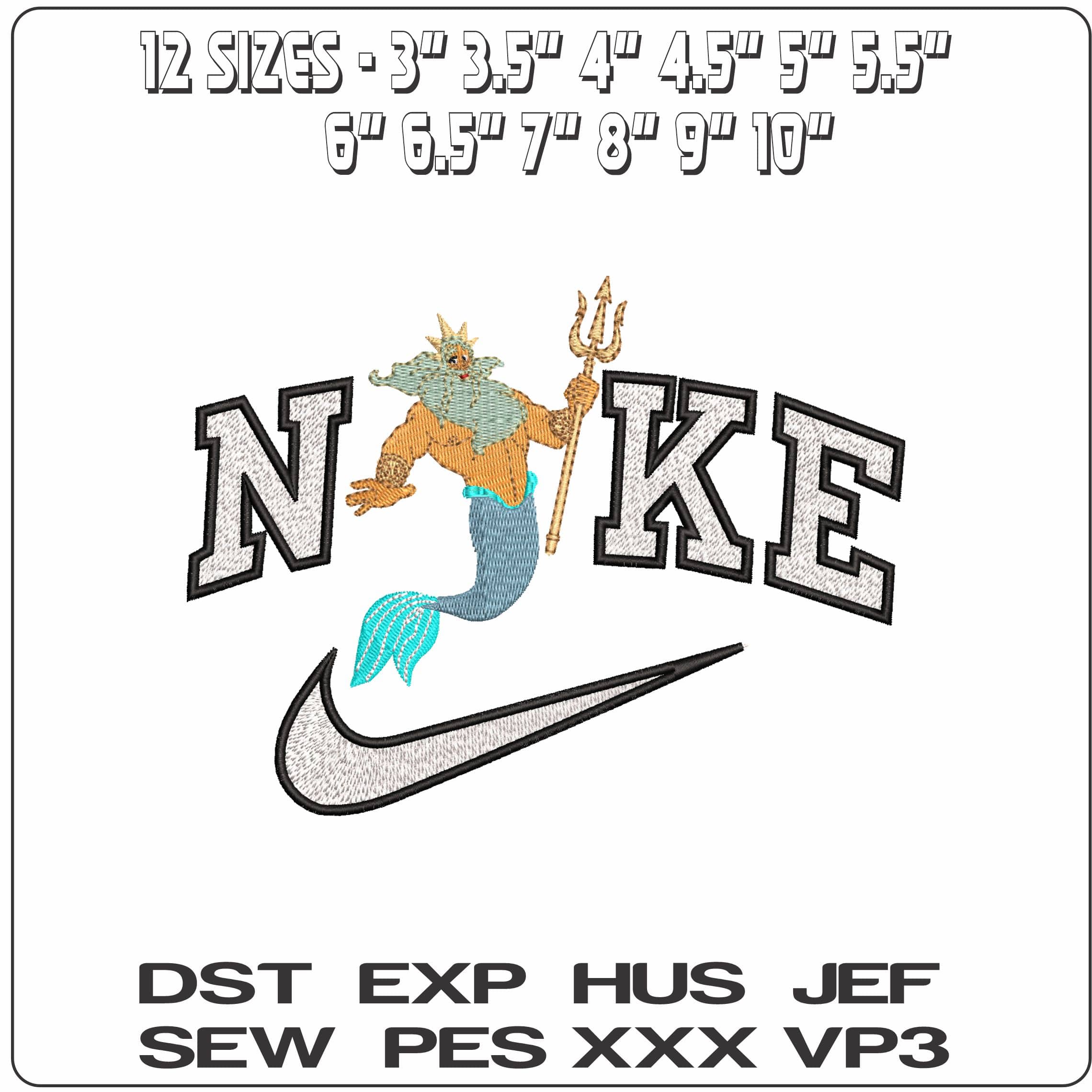 Nike King Triton Ariel Father Little Mermaid- Elegant embroidery design file - instant download — view 2