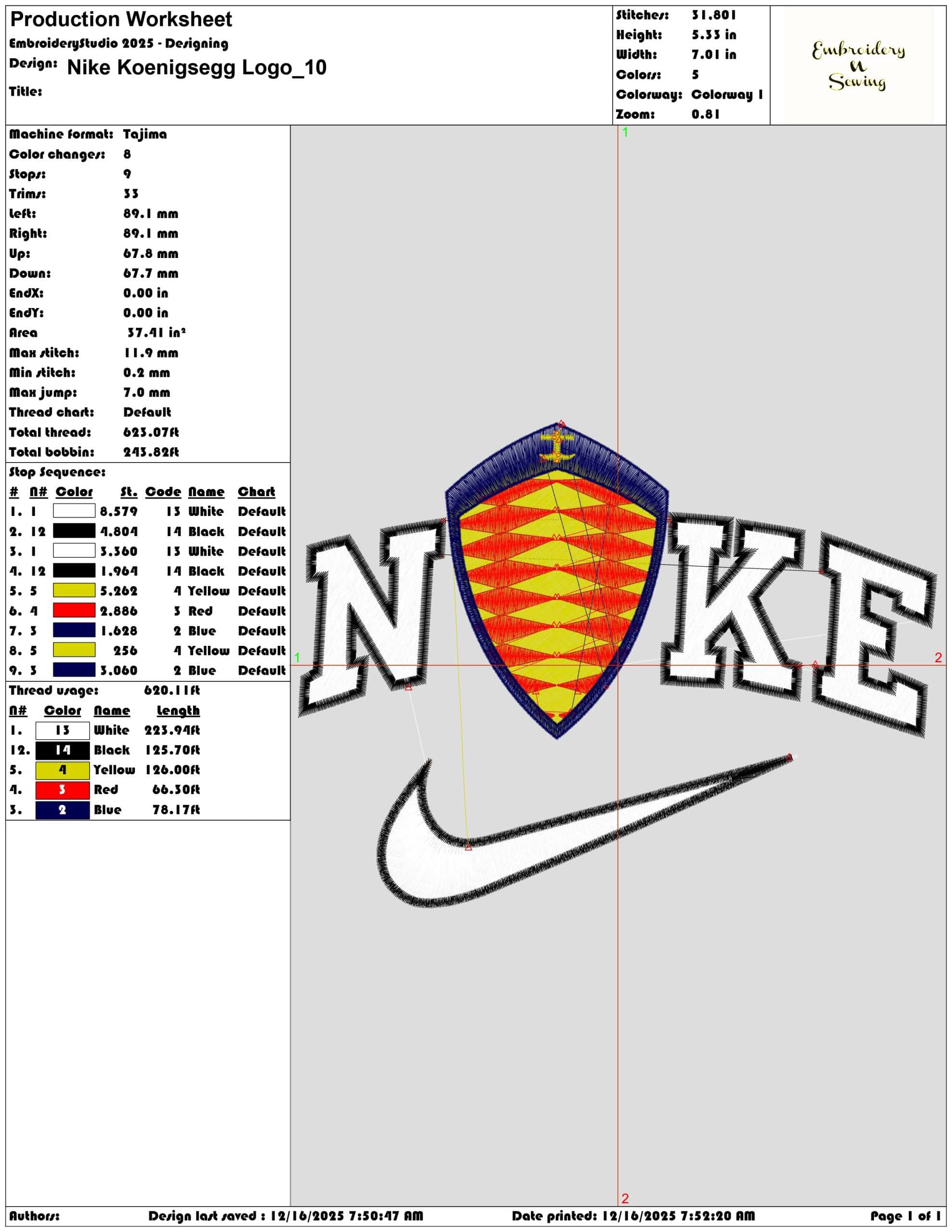 Nike Koenigsegg Logo- Elegant embroidery design file - instant download — view 3