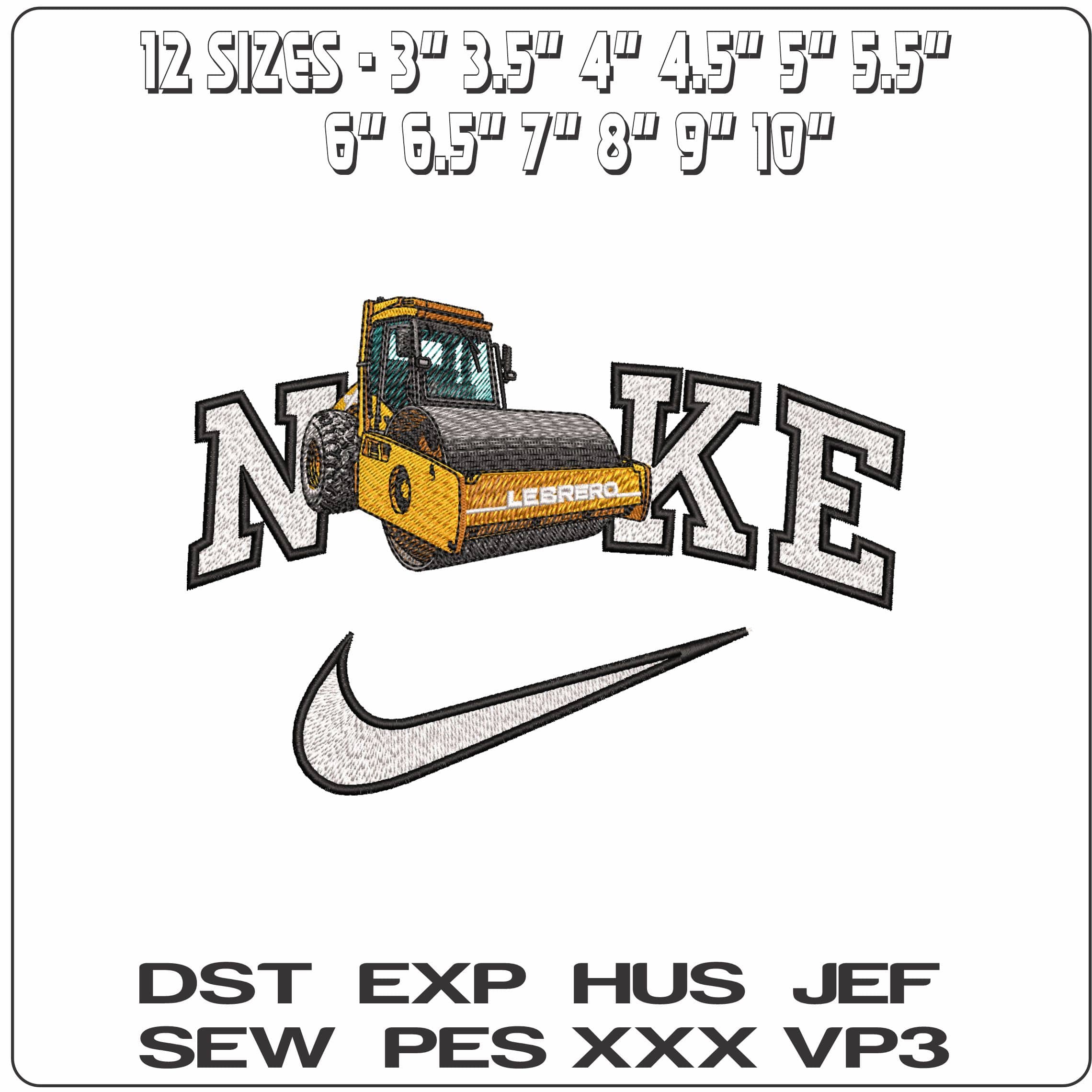 Nike Lebrero Road Roller - Elegant embroidery design file - instant download — view 2