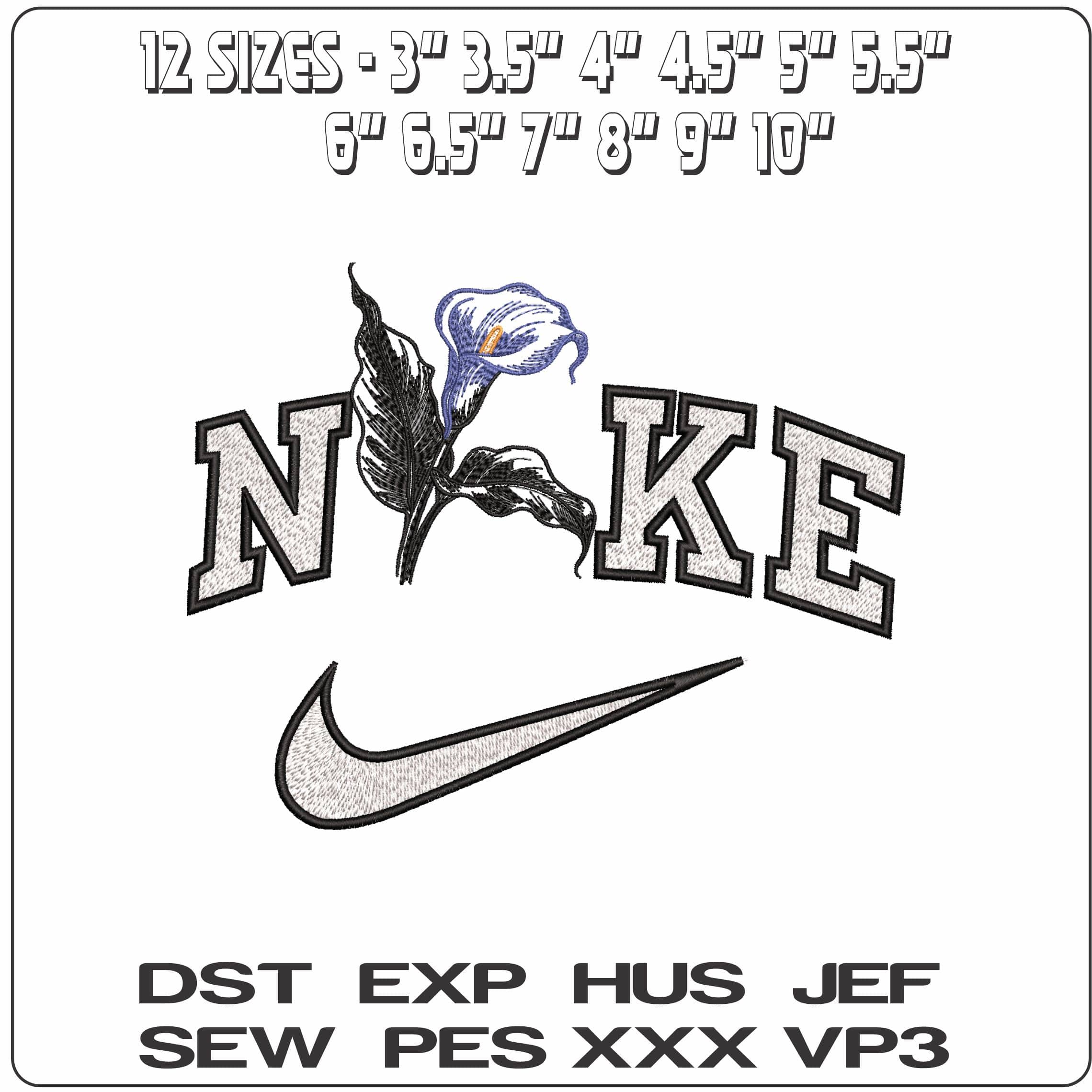 Nike Lilly Lineart- Elegant embroidery design file - instant download — view 2