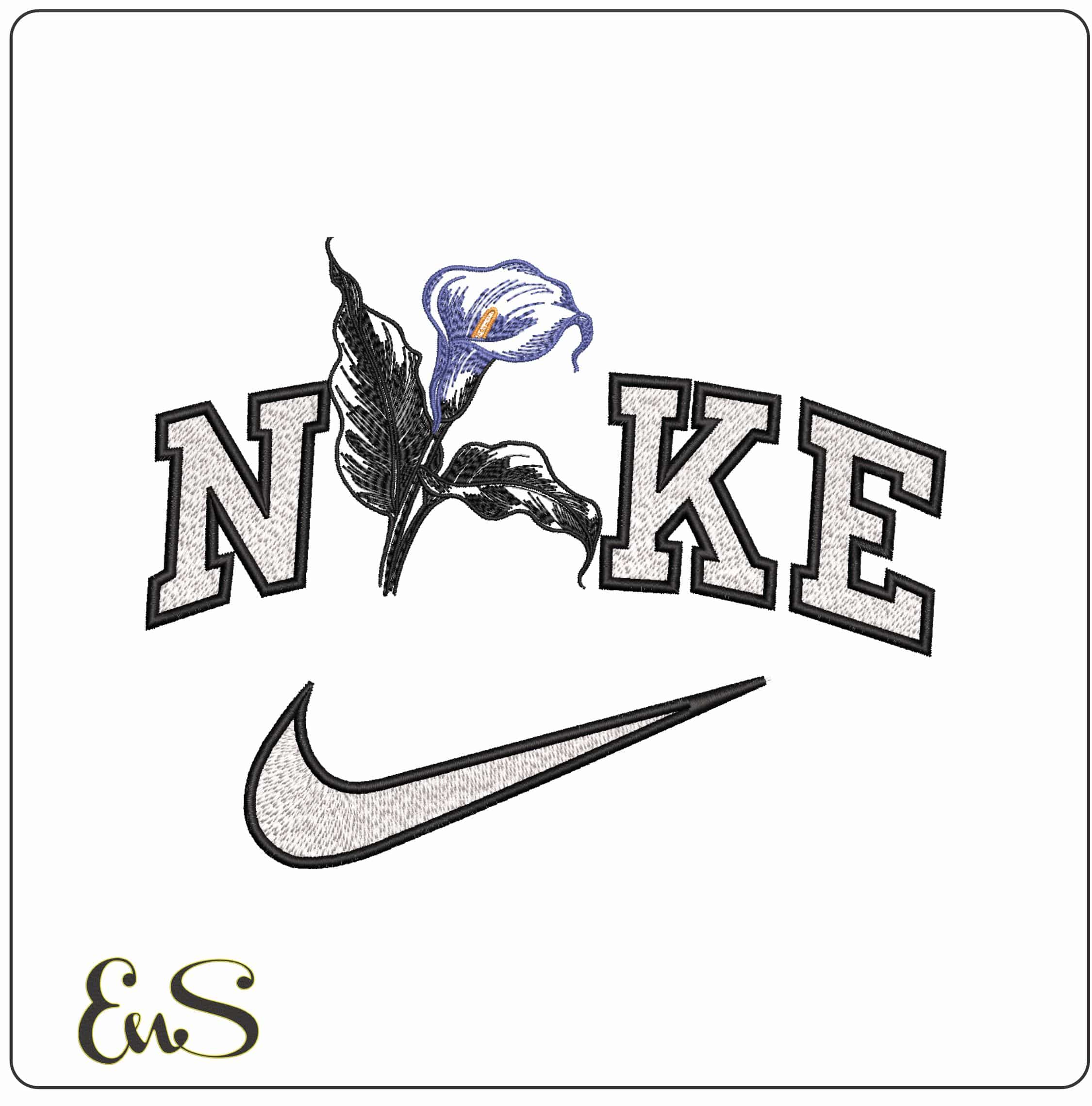 Nike Lilly Lineart- Elegant embroidery design file - instant download