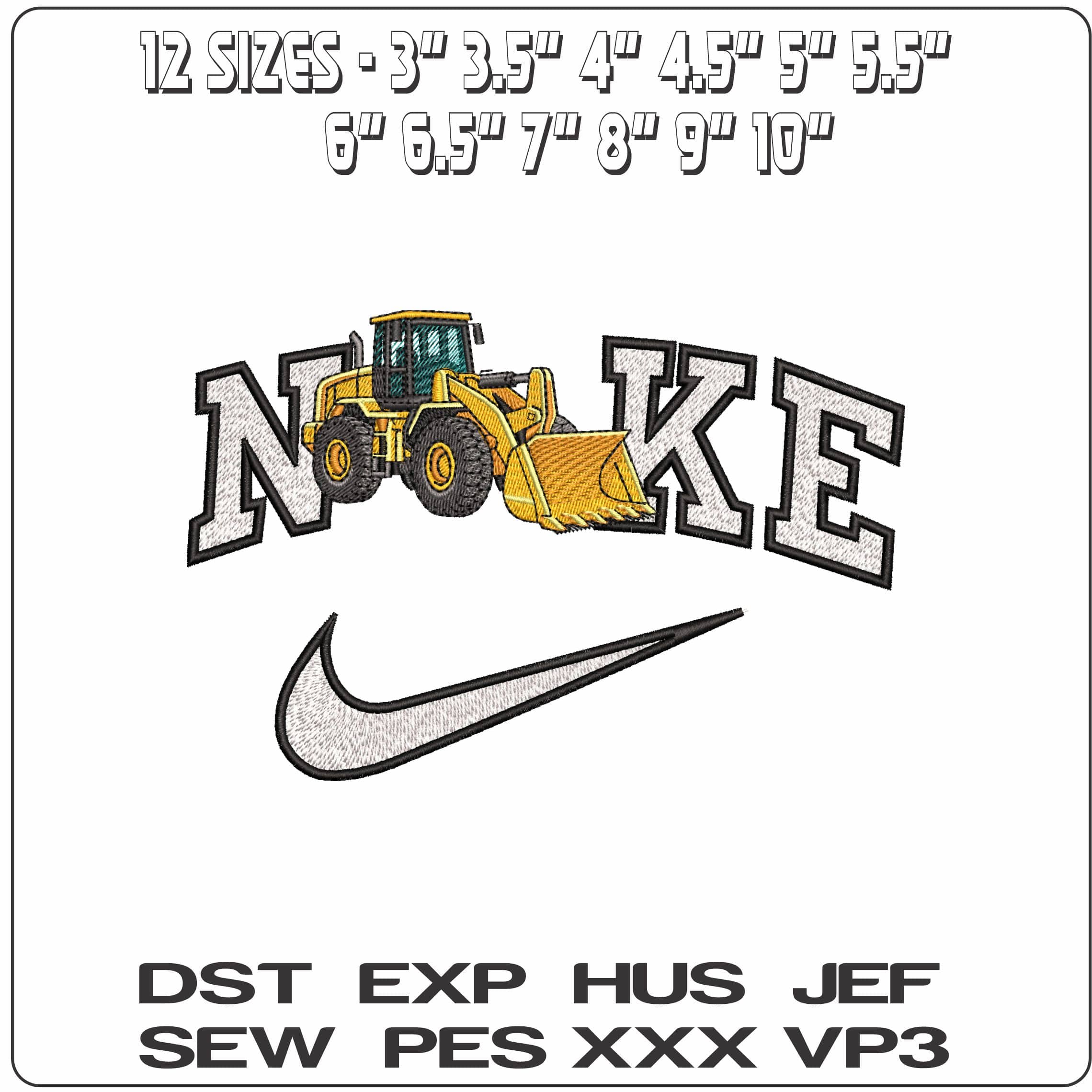 Nike Loader Tractor Truck- Elegant embroidery design file - instant download — view 2