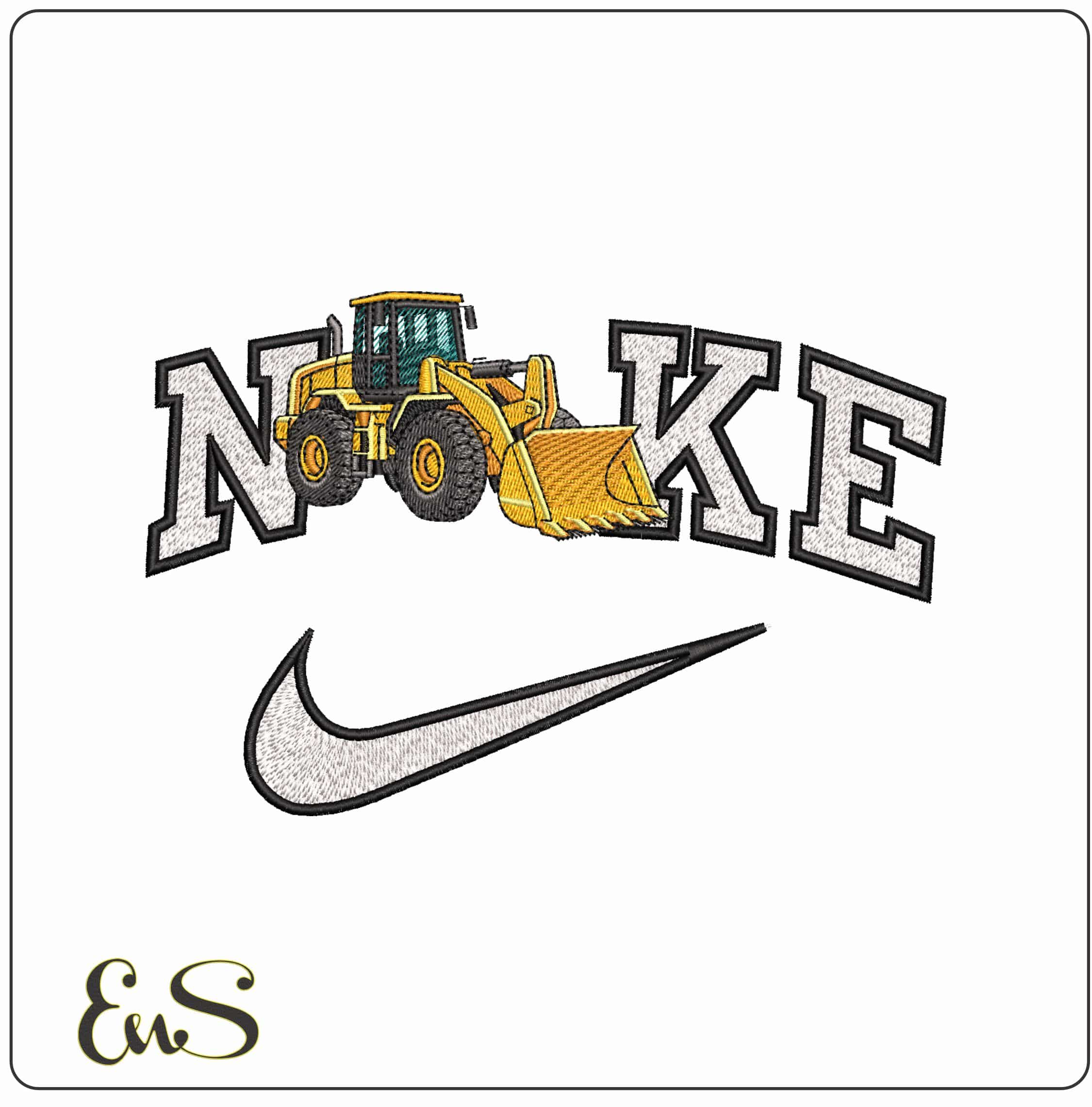 Nike Loader Tractor Truck- Elegant embroidery design file - instant download