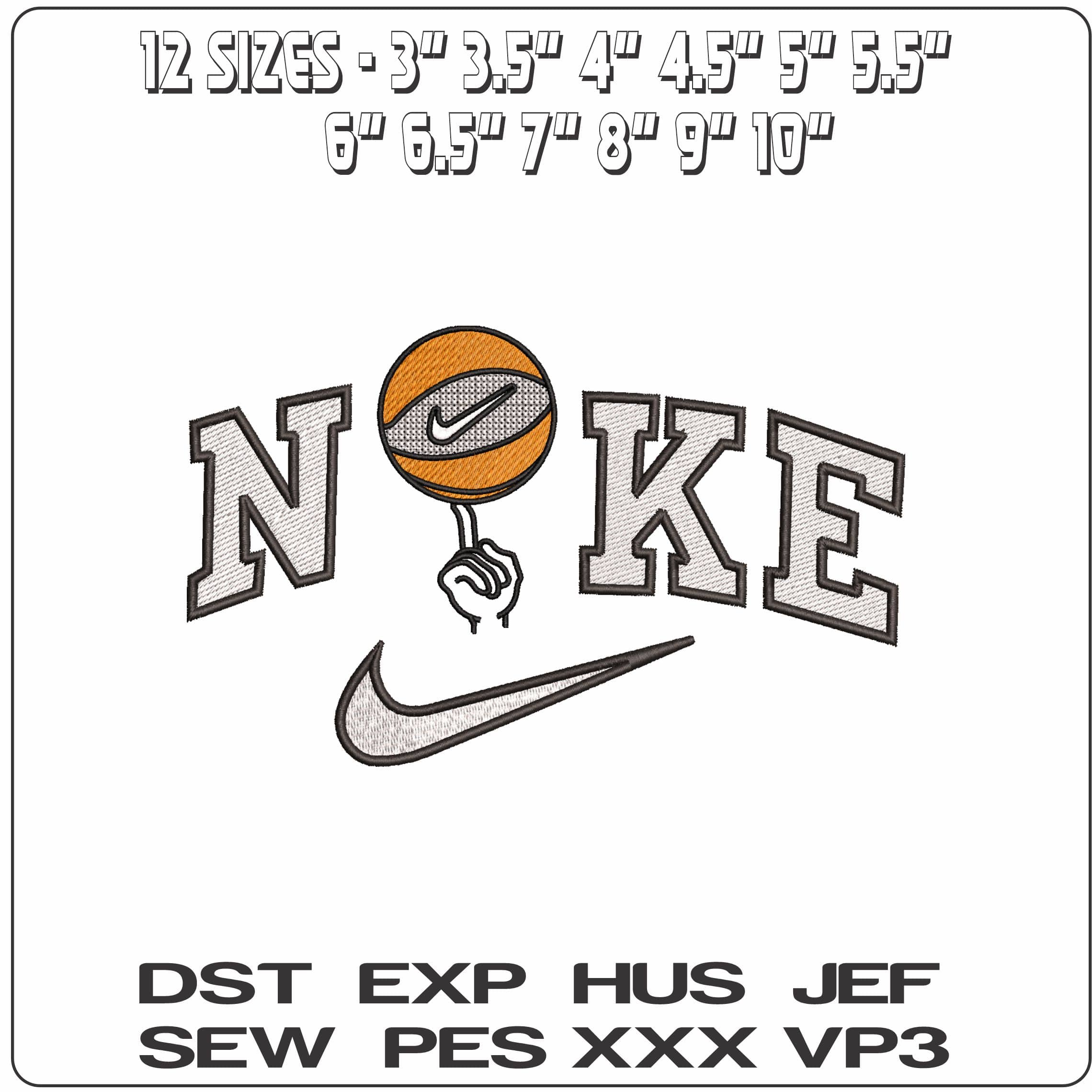 Nike Logo Spinning BasketBall- Elegant embroidery design file - instant download — view 2