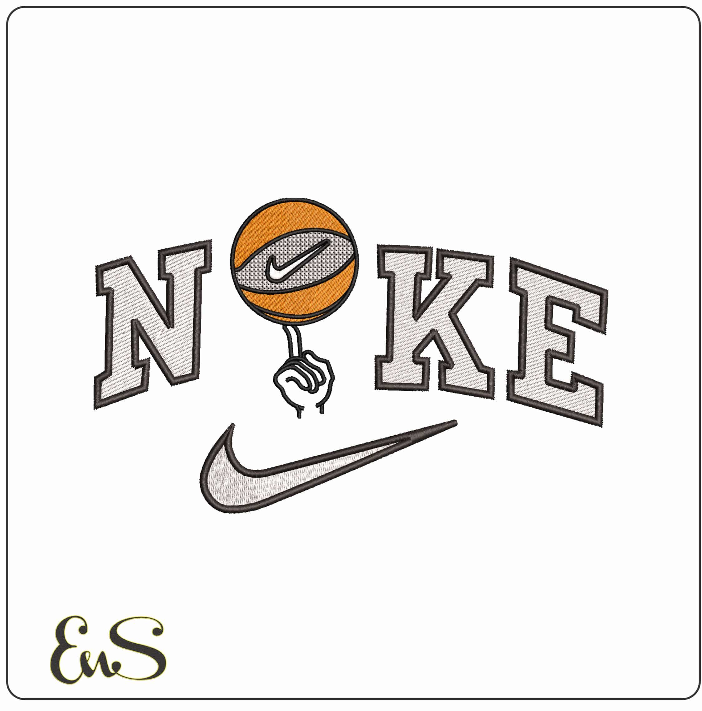 Nike Logo Spinning BasketBall- Elegant embroidery design file - instant download