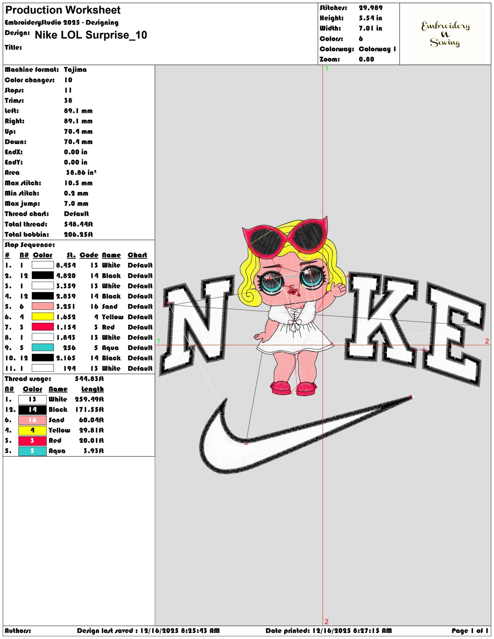 Nike LOL Surprise- Elegant embroidery design file - instant download — view 2