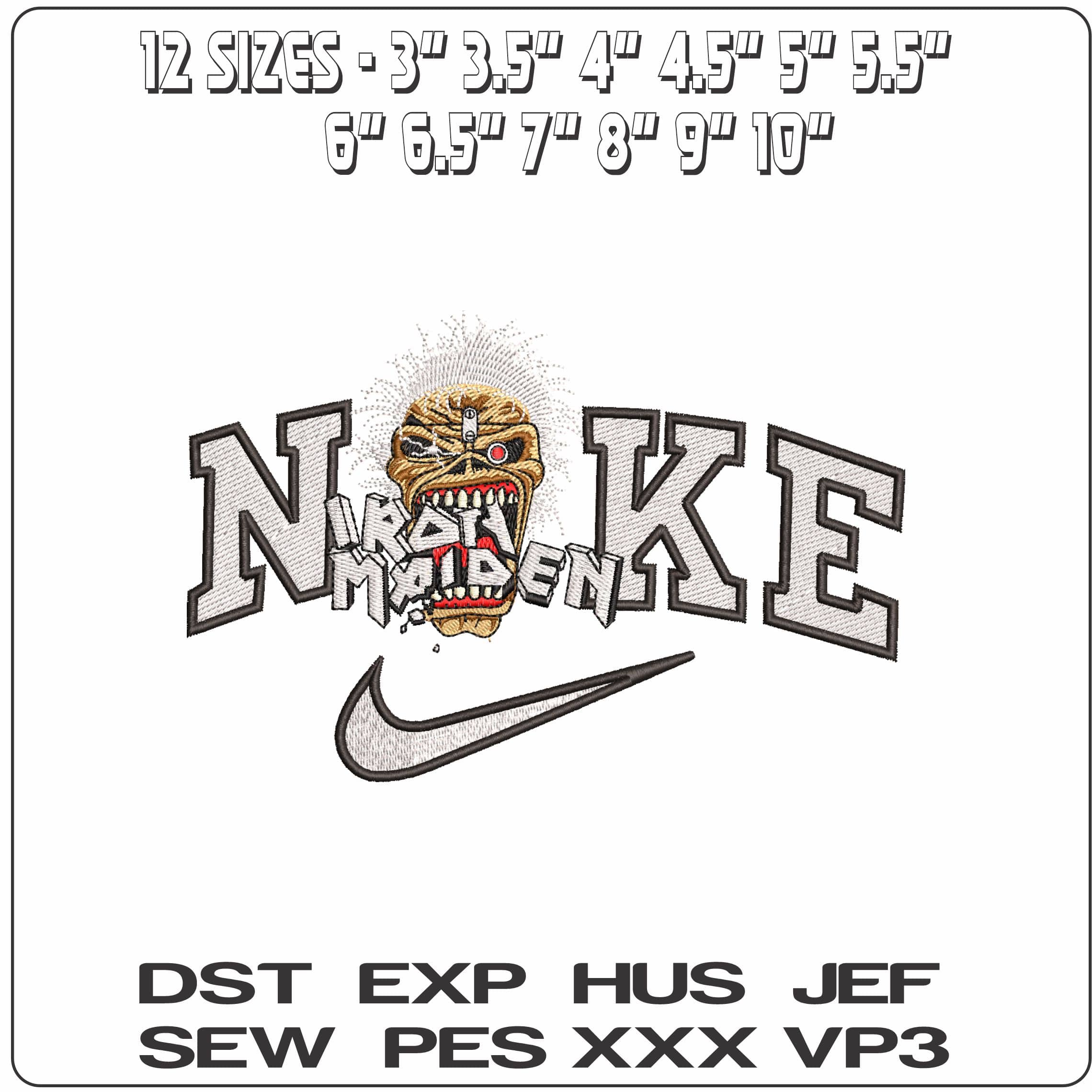 Nike Louis Eating Iron Maiden- Elegant embroidery design file - instant download — view 2